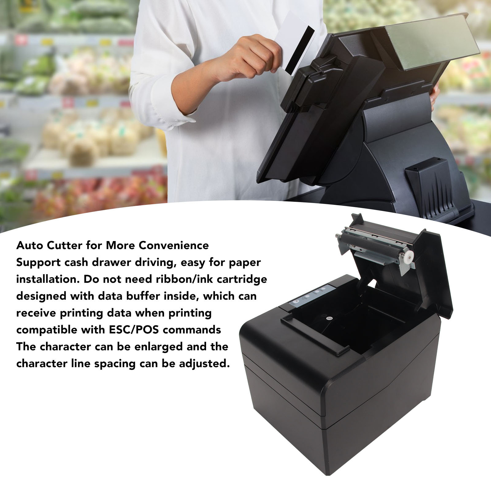 80mm Thermal Printer 220 To 300mm/s USB LAN Interface ESC POS Command Thermal FY - Afbeelding 26 van 33
