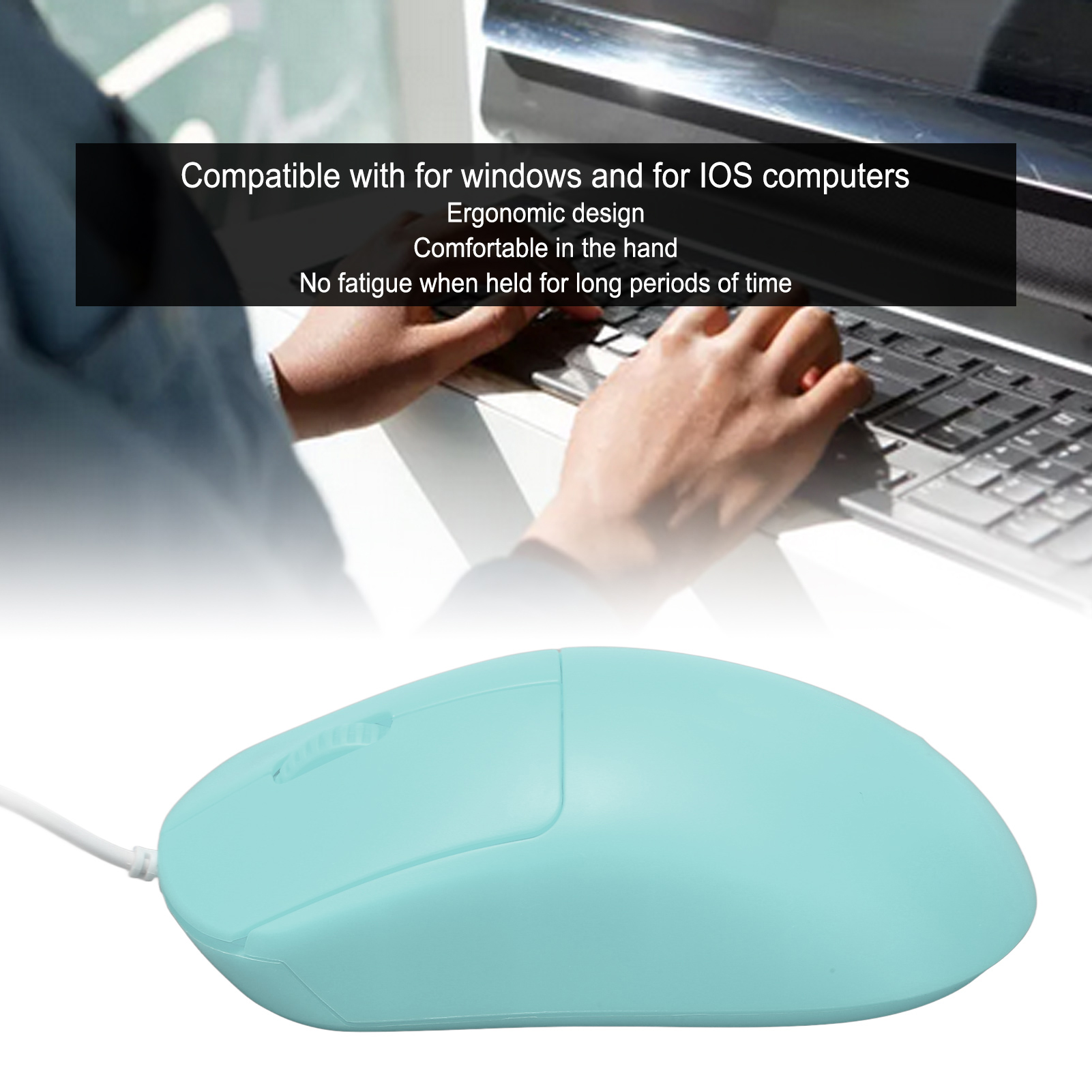 Wired Mouse Optical 1200DPI USB Port Ergonomic Design Plug And Play Computer FY - Bild 29 von 34