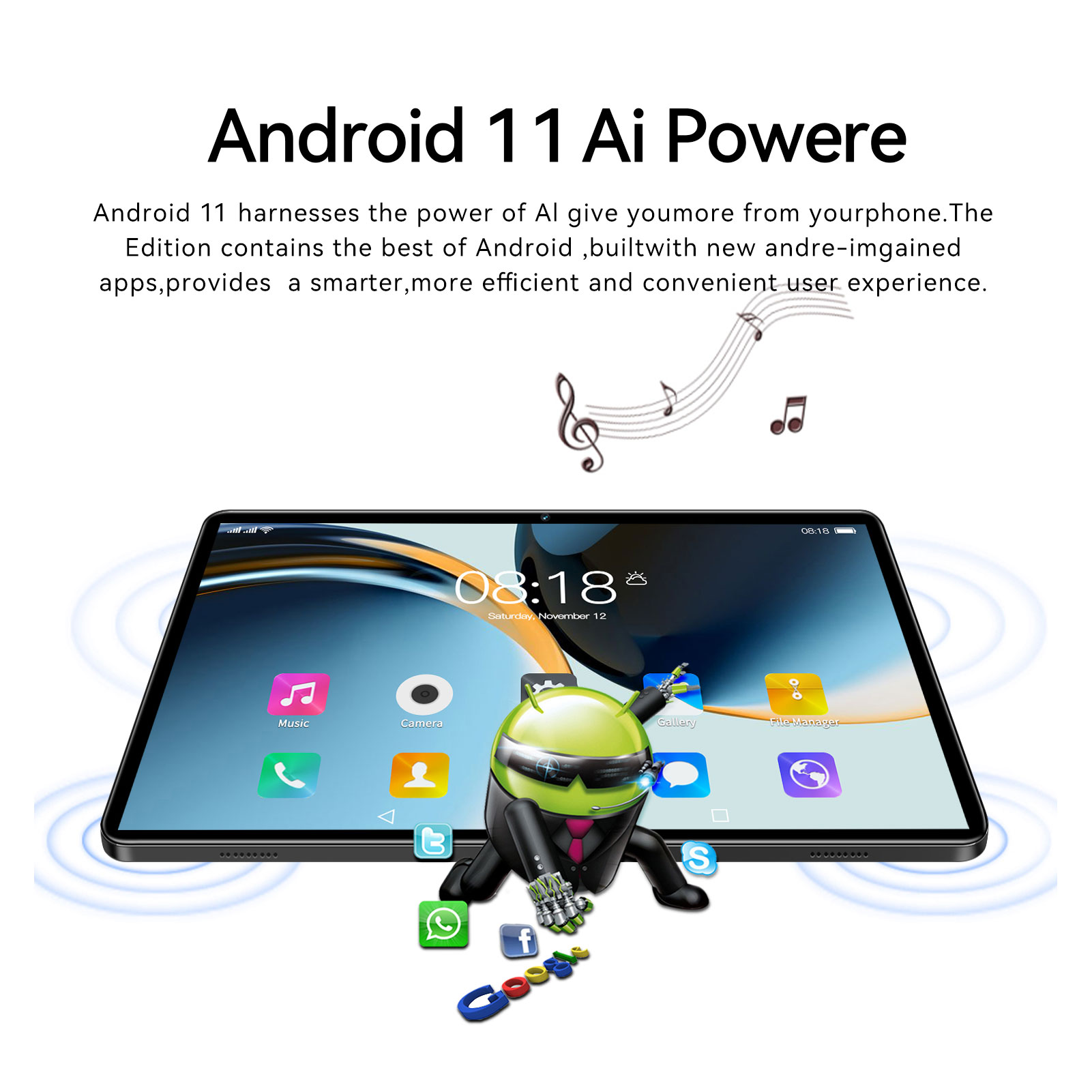 10.1in Tablet For Andr-oid 11 Octa Core 8GB RAM 128GB ROM 5G WIFI Dual SIM D Hot - Afbeelding 31 van 36
