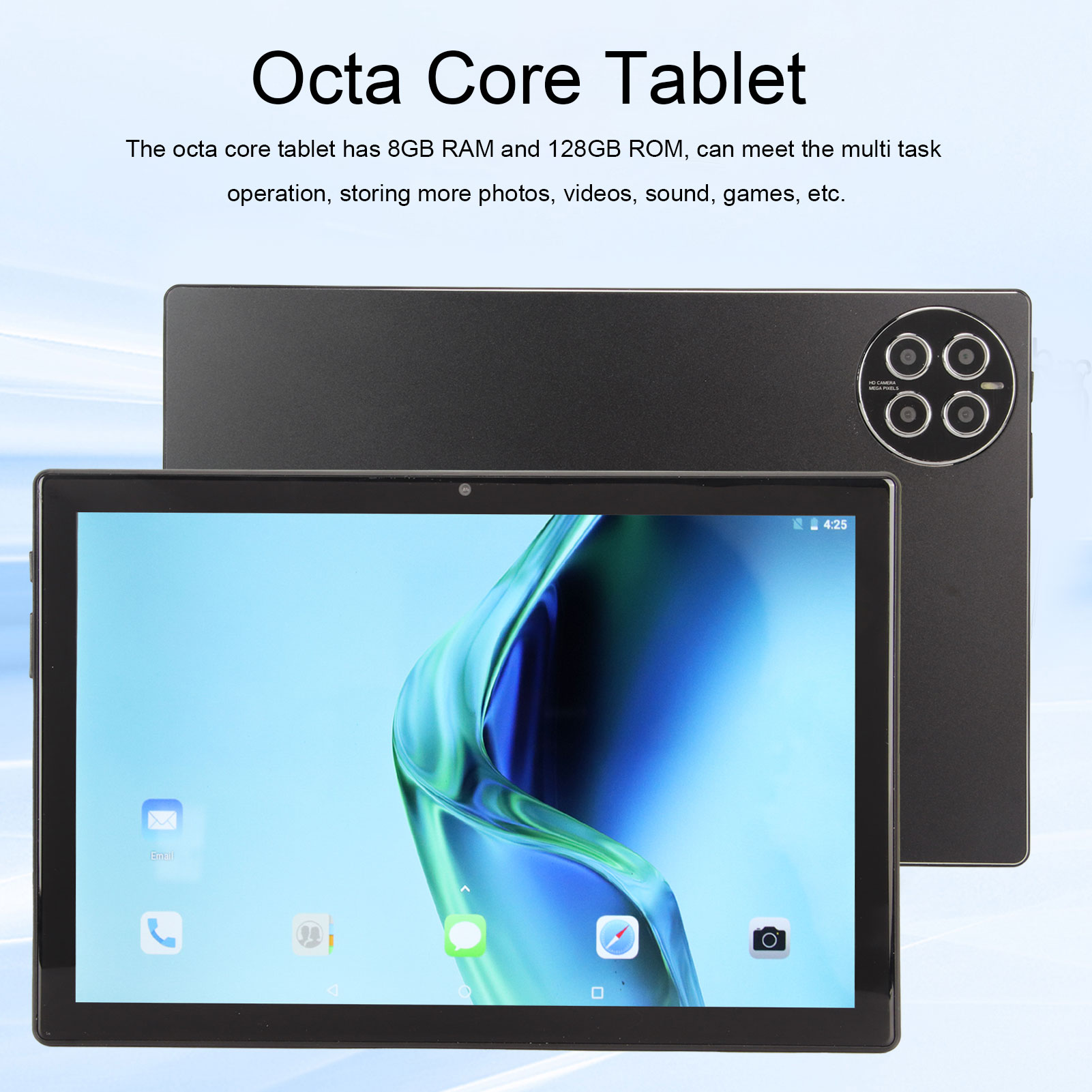 10.1in Tablet For Andr-oid 11 Octa Core 8GB RAM 128GB ROM 5G WIFI Dual SIM Du CB - Afbeelding 25 van 36