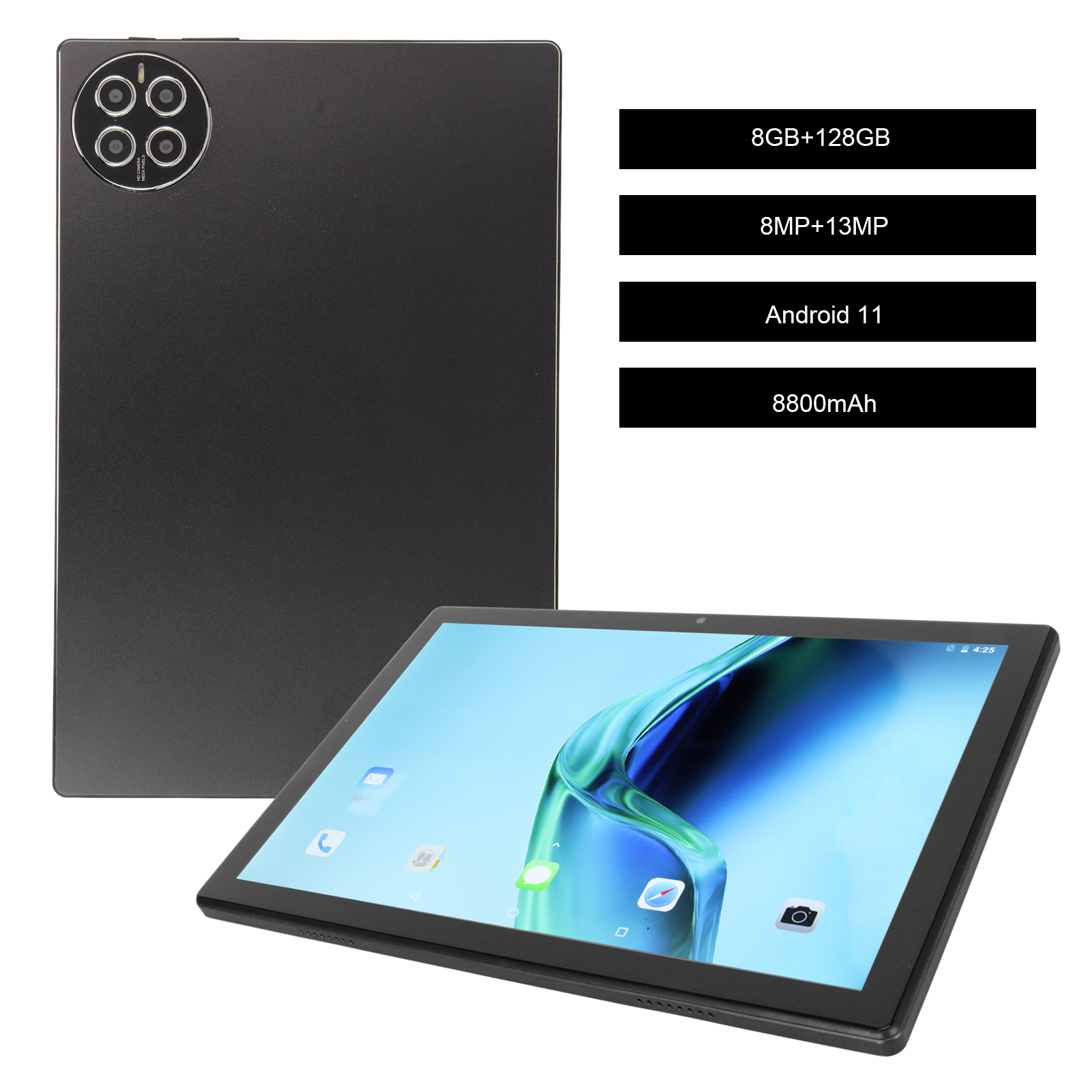 10.1in Tablet For Andr-oid 11 Octa Core 8GB RAM 128GB ROM 5G WIFI Dual SIM Du CB - Afbeelding 31 van 36