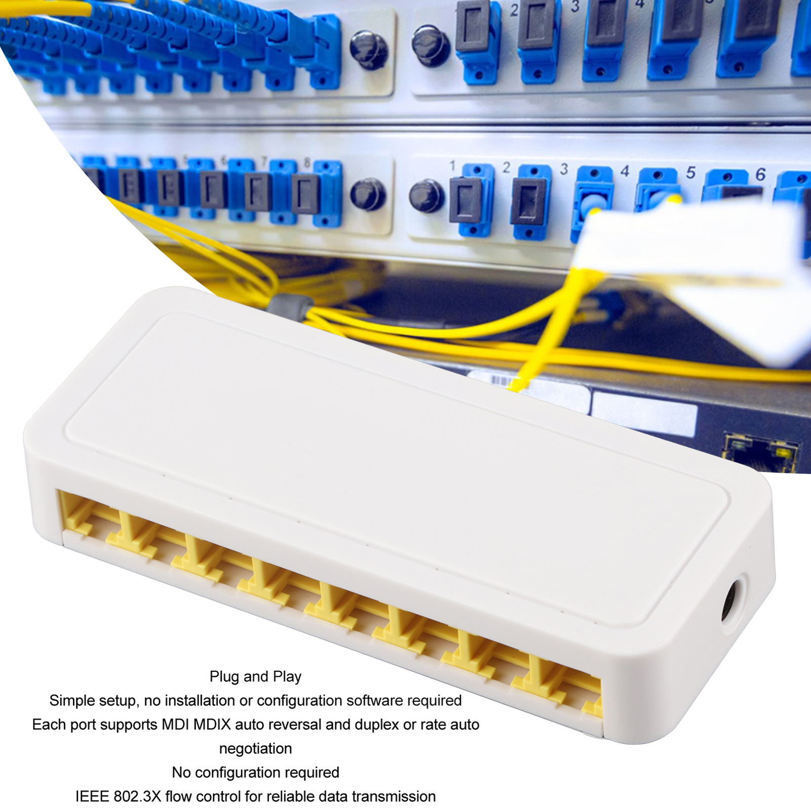 8 Port Ethernet Switch Professional Silent Operation Plug And Play LAN RJ45 S FY - Afbeelding 25 van 27
