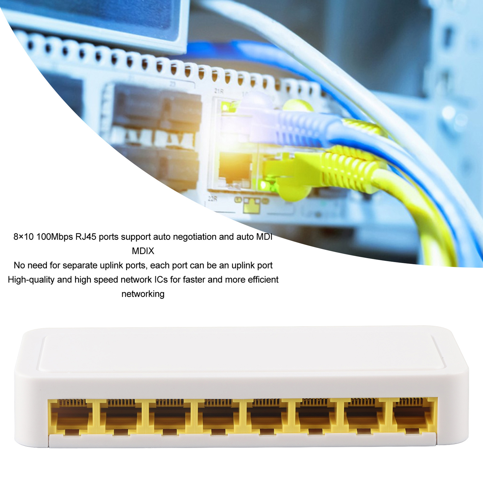 8 Port Ethernet Switch Professional Silent Operation Plug And Play LAN RJ45 S FY - Afbeelding 22 van 27