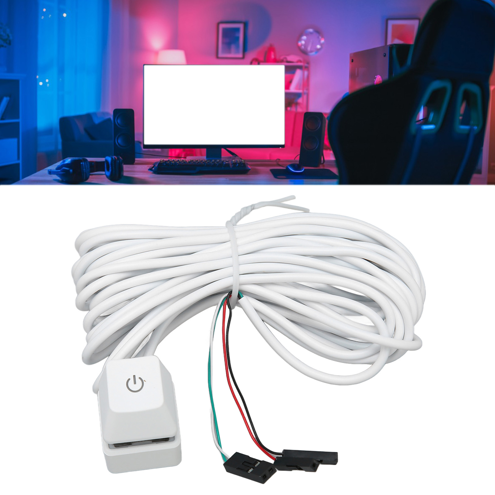 PC Power Switch White Mechanical Key Blue Switch Backlit Plug And Play PC Pow FY - Afbeelding 33 van 42