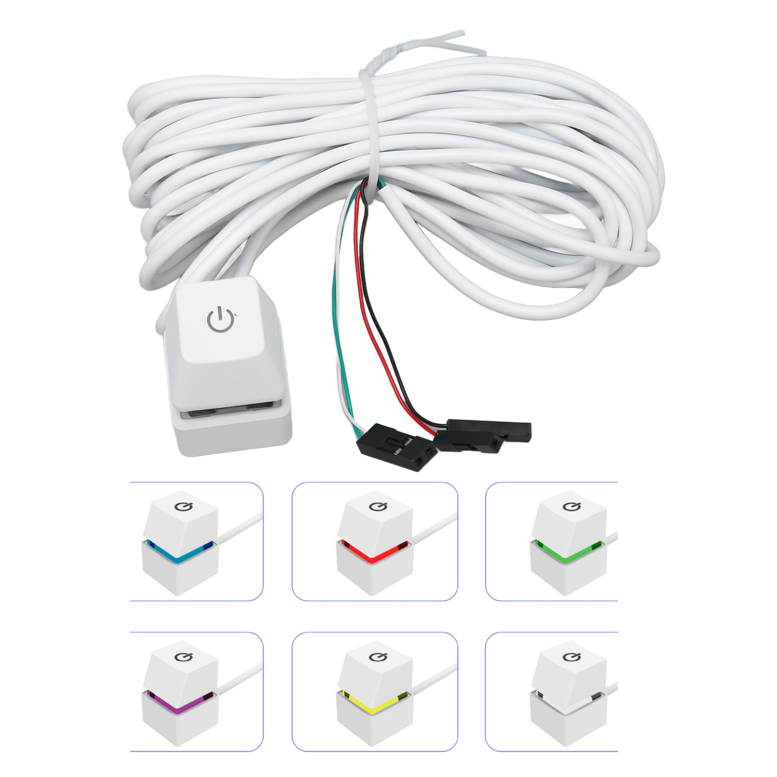 PC Power Switch White Mechanical Key Blue Switch Backlit Plug And Play PC Pow FY - Afbeelding 29 van 42