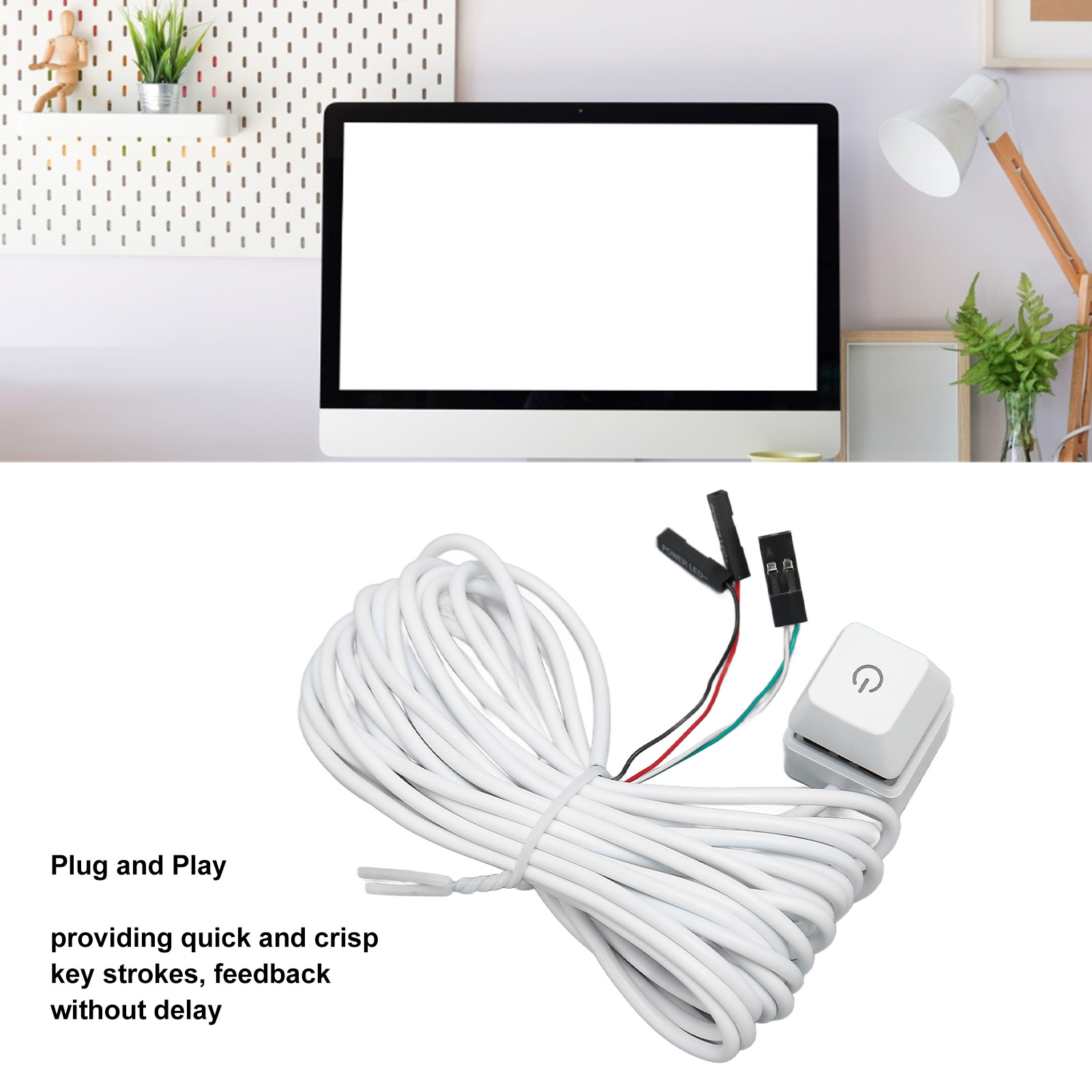 PC Power Switch White Mechanical Key Blue Switch Backlit Plug And Play PC Pow FY - Afbeelding 37 van 42