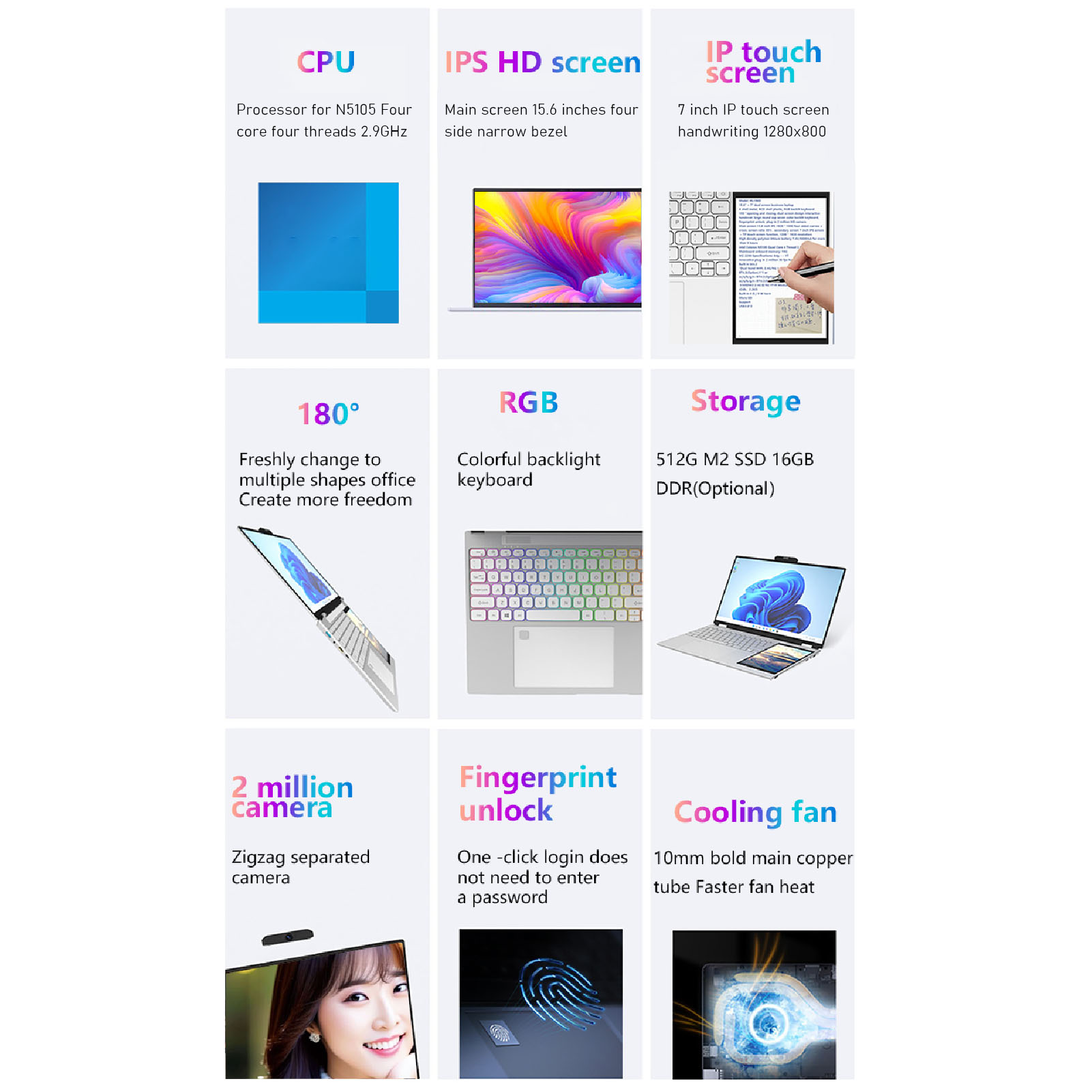 Double Screen Laptop 1920x1080 15.6 Inch IPS 1280x800 7 Inch IPS Touch Scre BST - Picture 27 of 42
