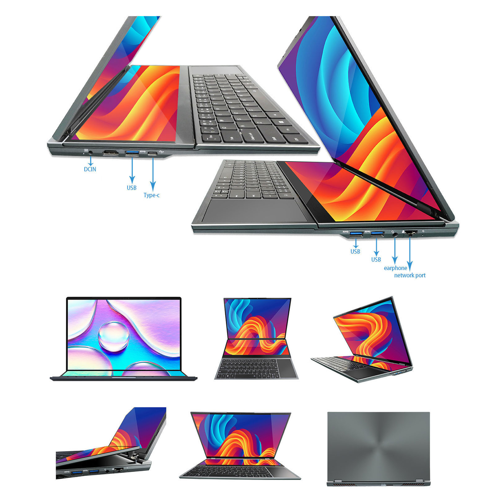 Double Screen Laptop 16inch 14inch 1920x1200 For I9 10885H Processor 16GB R GDB - Photo 24 sur 24