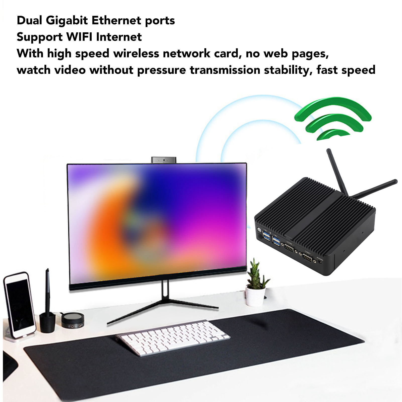 Mini PC CPU J4125 DDR4 8G Fanless Industrial PC With Dual Gigabit LAN Ports NEW - Afbeelding 21 van 24