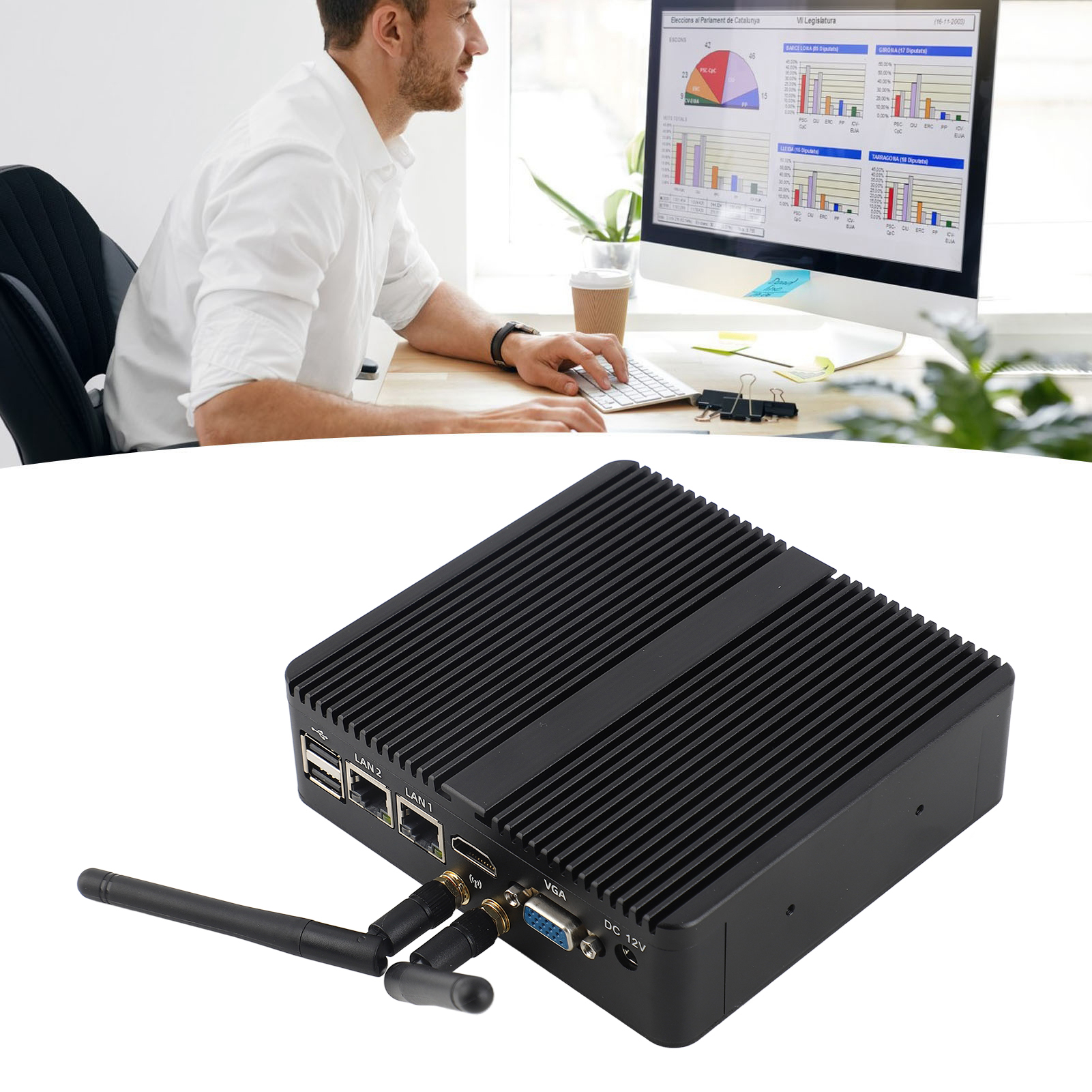 Mini PC CPU J4125 DDR4 8G Fanless Industrial PC With Dual Gigabit LAN Ports NEW - Afbeelding 24 van 24