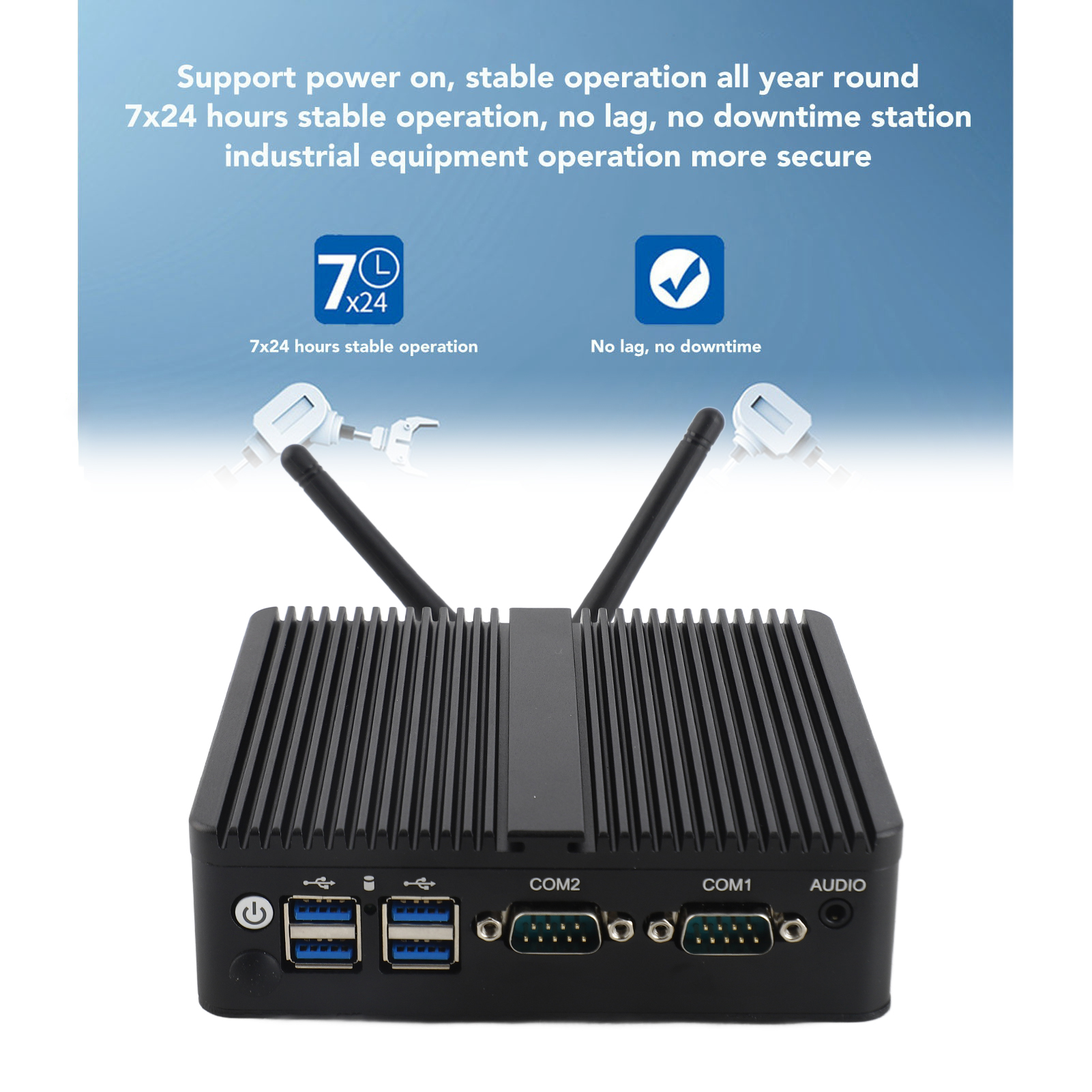 Mini PC CPU J4125 DDR4 8G Fanless Industrial PC With Dual Gigabit LAN Ports NEW - Afbeelding 15 van 24