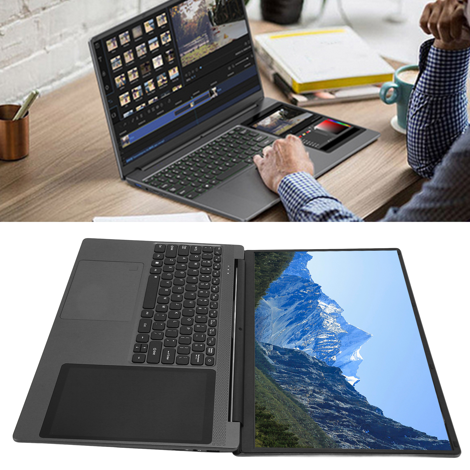 15.6 Inch Laptop With 7in Touch Screen For 10 11 Dual Screen Laptop 16G NTS - Bild 26 von 30