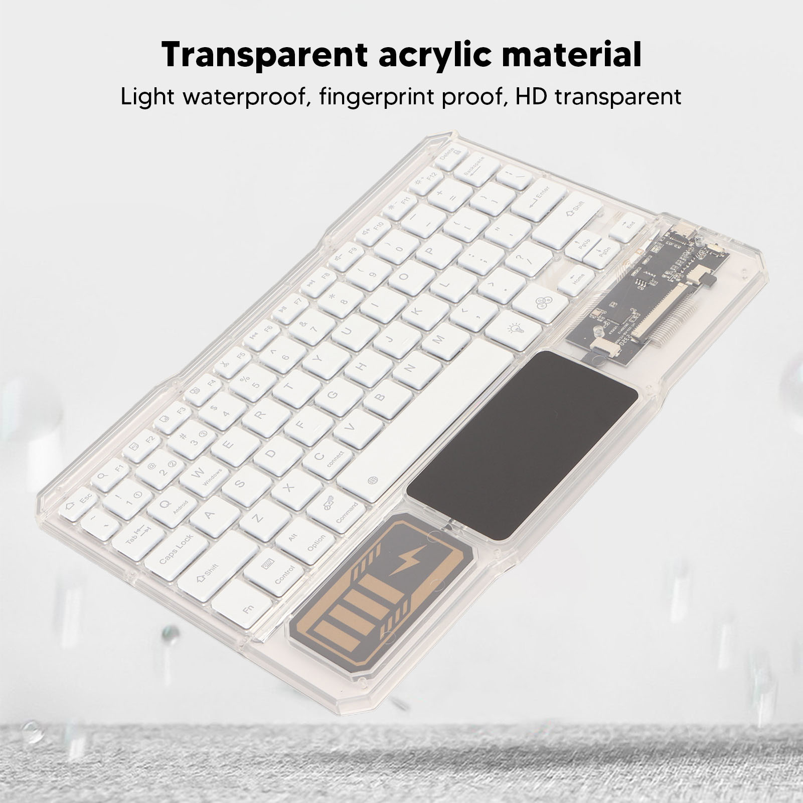 BT Keyboard Rechargeable Transparent Wireless Keyboard With 7 Colors Backlits FY - Bild 24 von 28