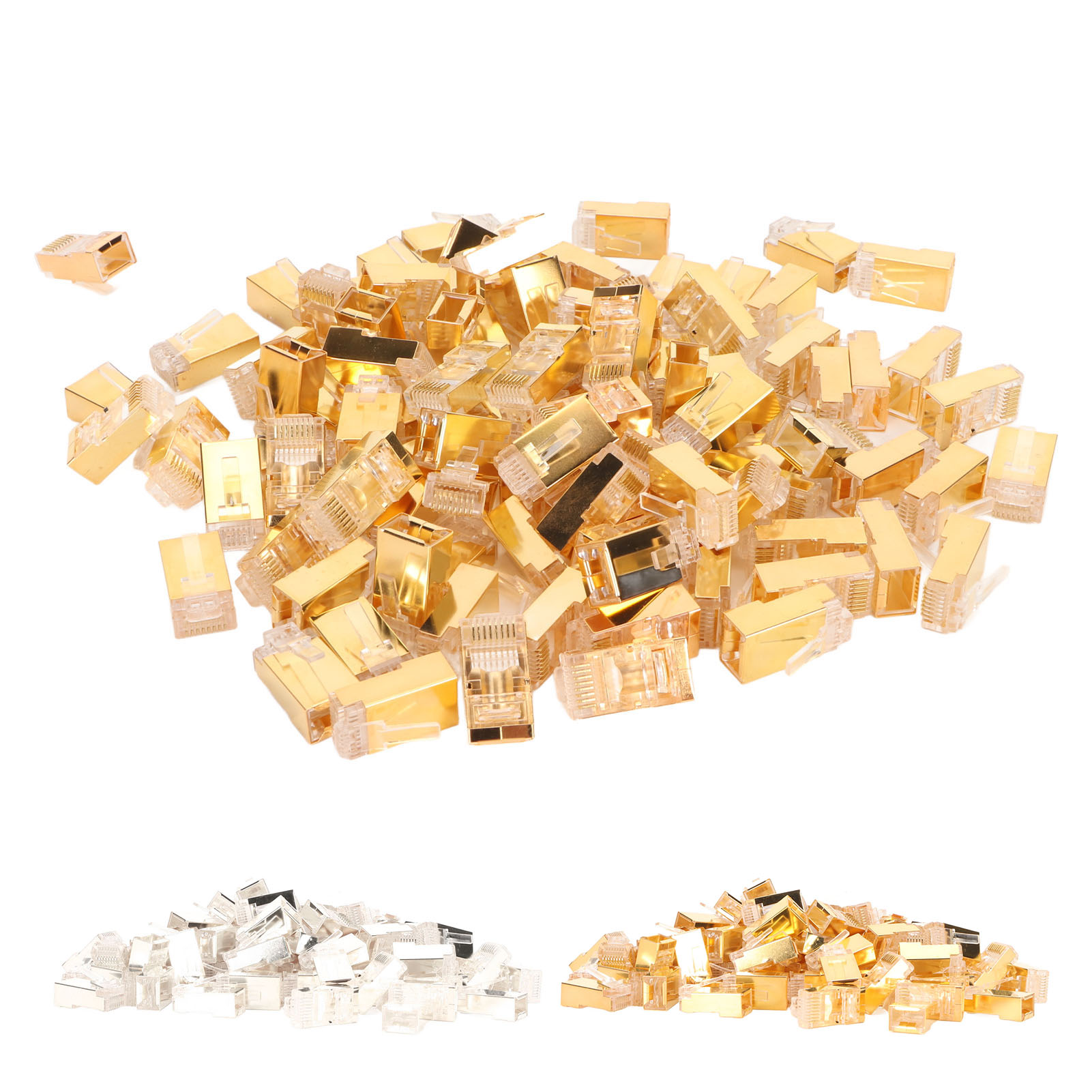 100x RJ45 CAT6e Pass Through Connectors Pure Copper Shielded Plug And Play 8P FY - Afbeelding 28 van 28