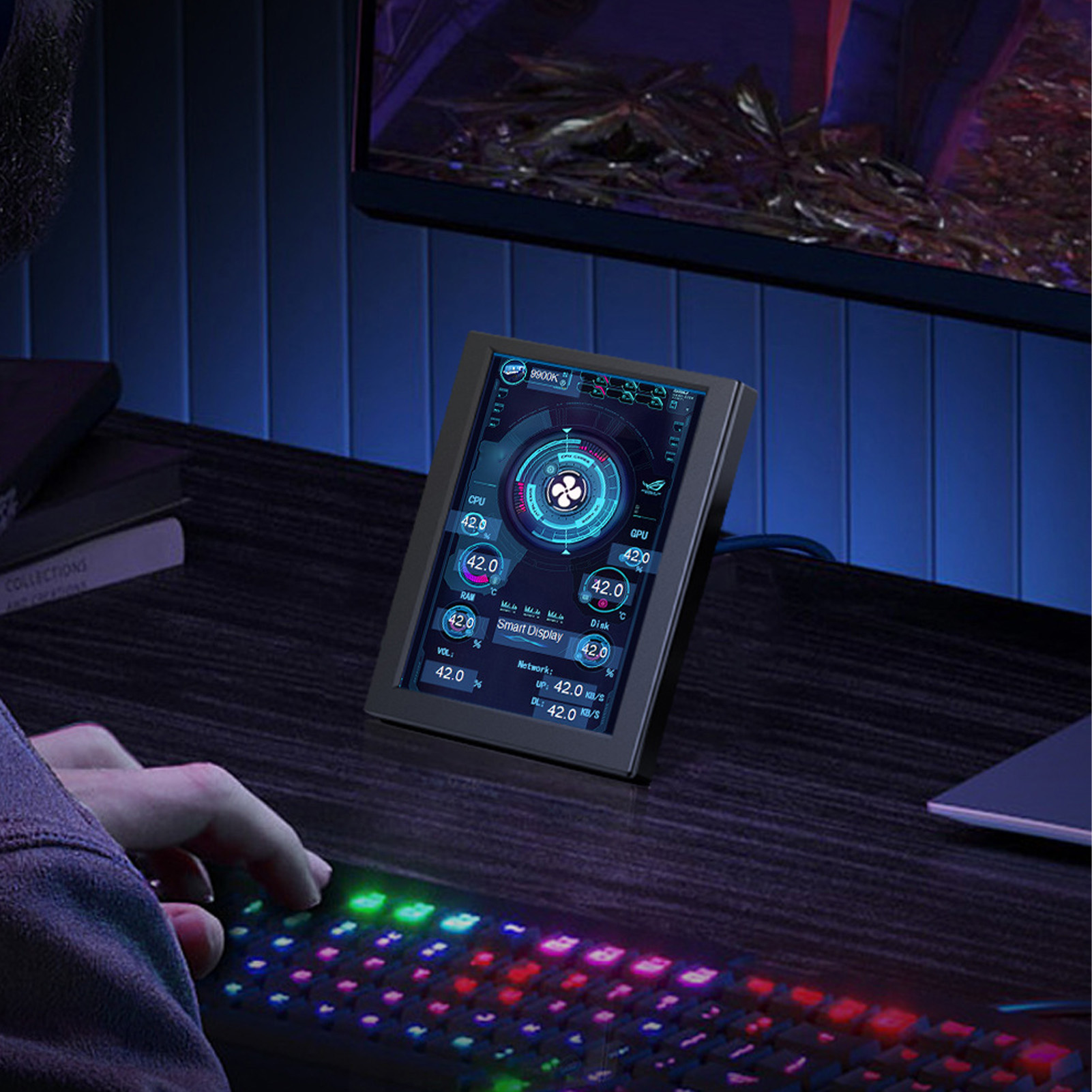 Computer Temp Monitor 3.5in IPS Type C Stepless Dimming Rotating Theme Edito NEW - Afbeelding 18 van 18