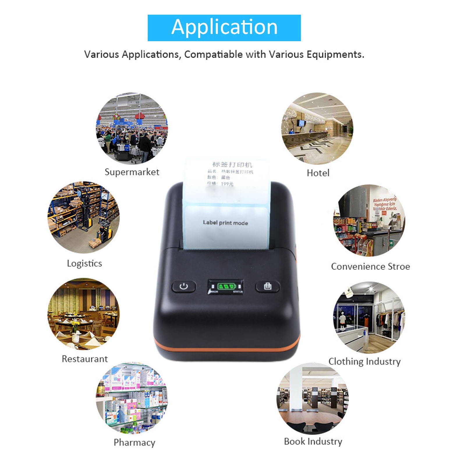 58mm Thermal Printer BT4.2 Connection 50 To 80mm/s 203DPI Type C Auto Sleep W FY - Afbeelding 28 van 30