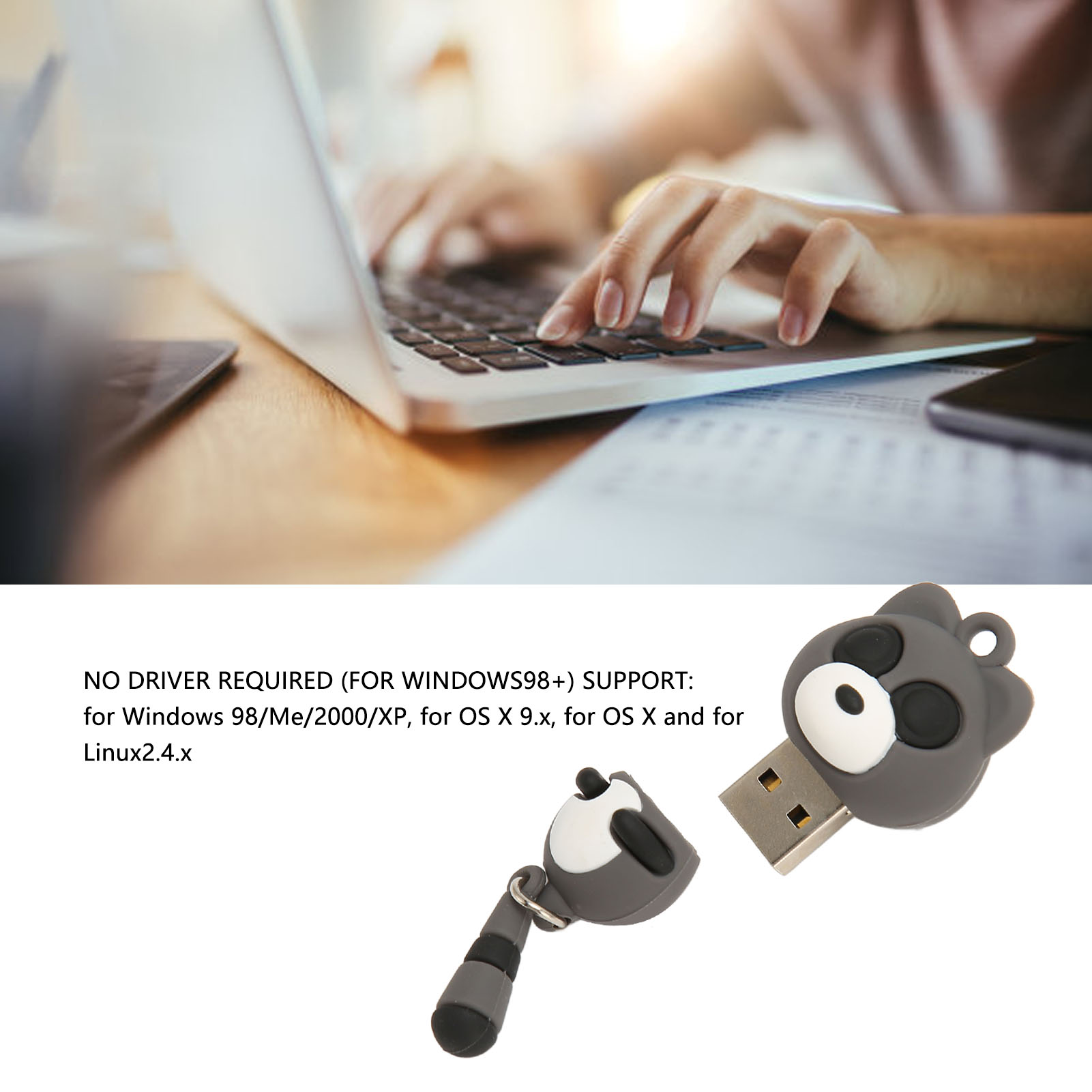 USB2.0 U Disk Supports Hot Swappable Ultra Stable Cute Raccoon USB Flash Driv FY - Afbeelding 34 van 35