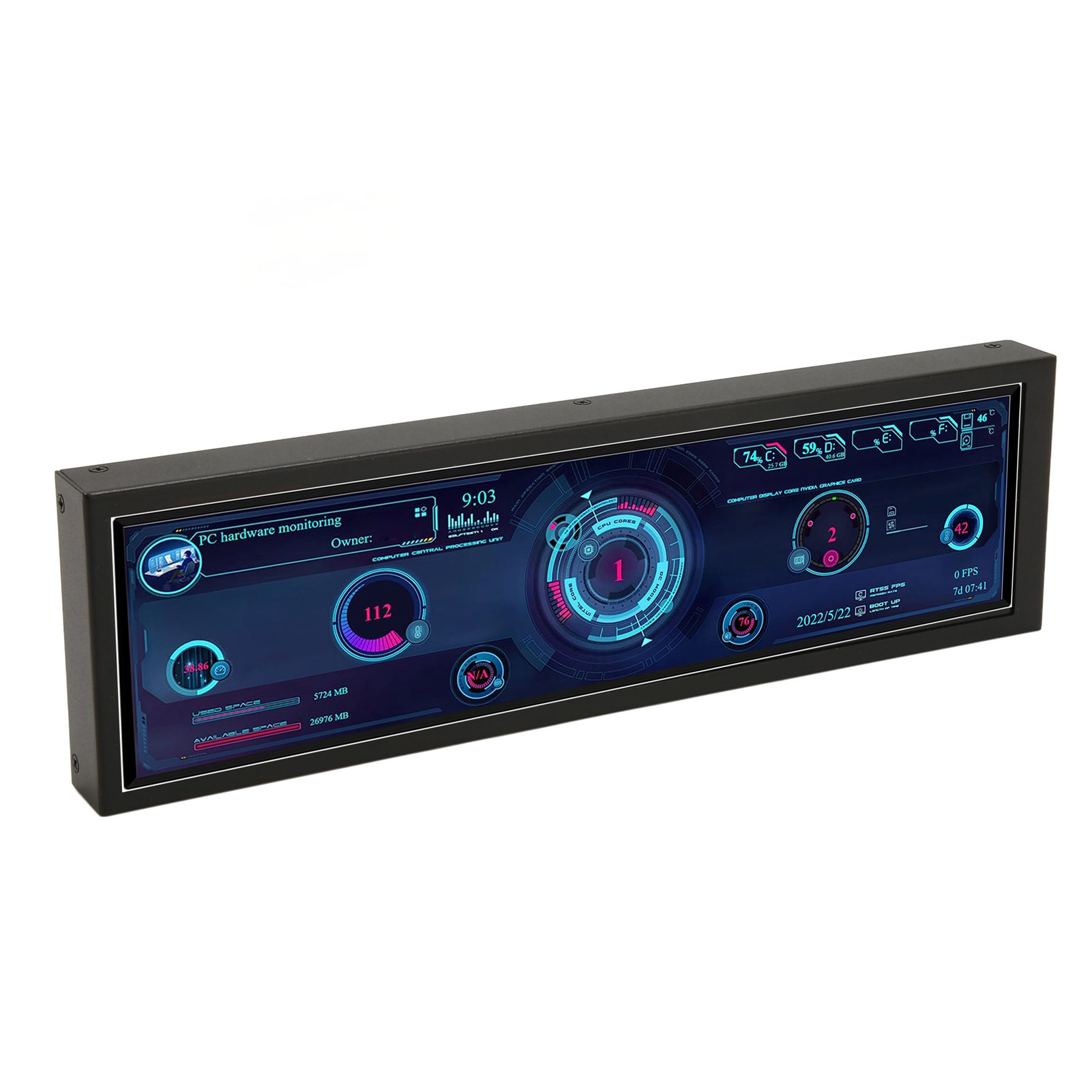 Computer Temp Monitor 8.8in LCD USB C Landscape Or Portrait Theme Editor PC NEW - Afbeelding 14 van 18