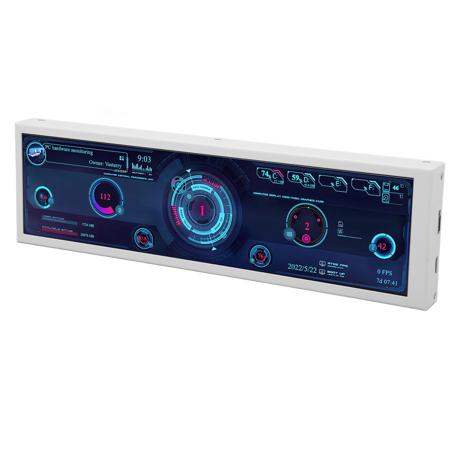 8.8in PC Temp Monitor USB C PC Sensor Panel Display Support Dynamic Themes I NEW - Afbeelding 18 van 18