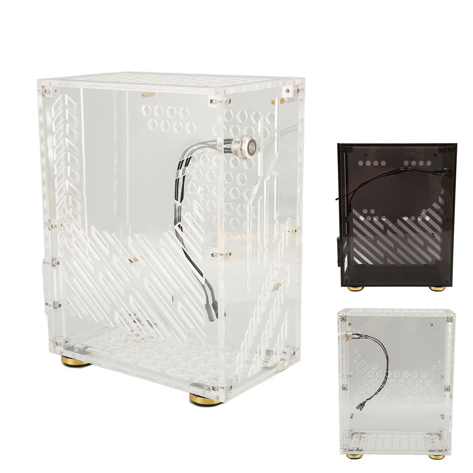 Mini ITX Case 4.3L Clear Acrylic Panel 360° Cooling Cushioning Foot Pads Mini FY - Afbeelding 23 van 28