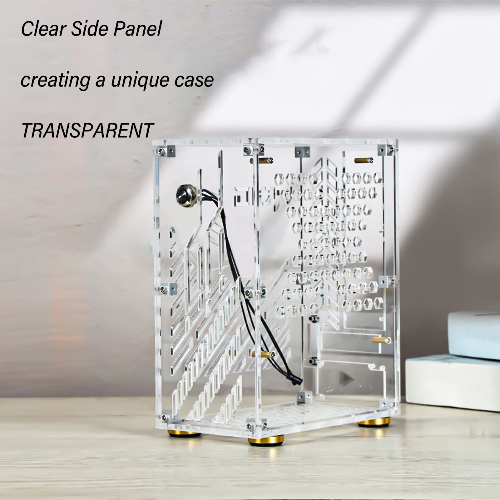 New Mini ITX Case 4.3L Clear Acrylic Panel 360 ° Cooling Cushioning Foot Pads Mi - Picture 16 of 18