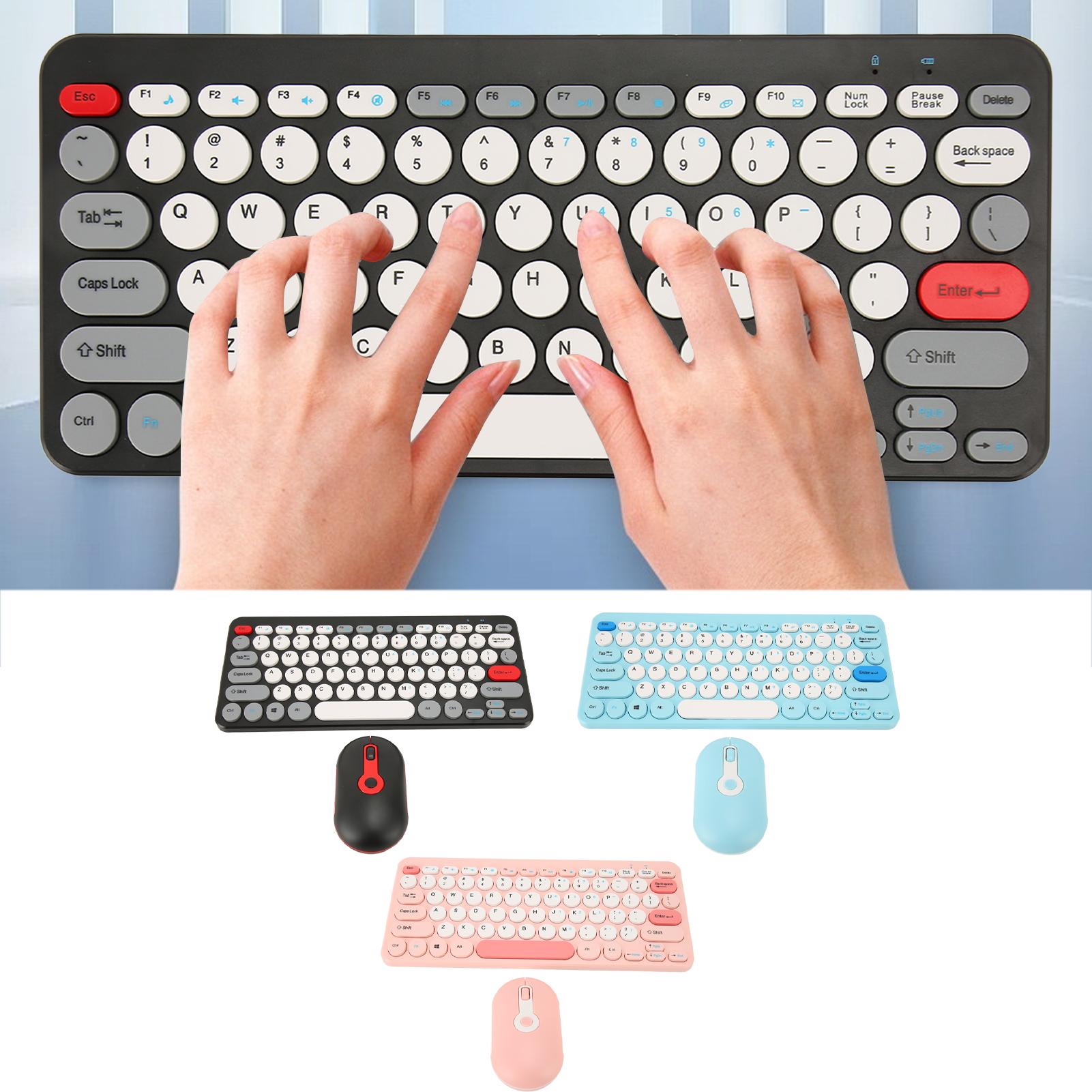 Wireless Keyboard Mouse Set Stylish Slim Round Keycaps Mute Ergonomic 2.4G GF0 - Picture 29 of 33