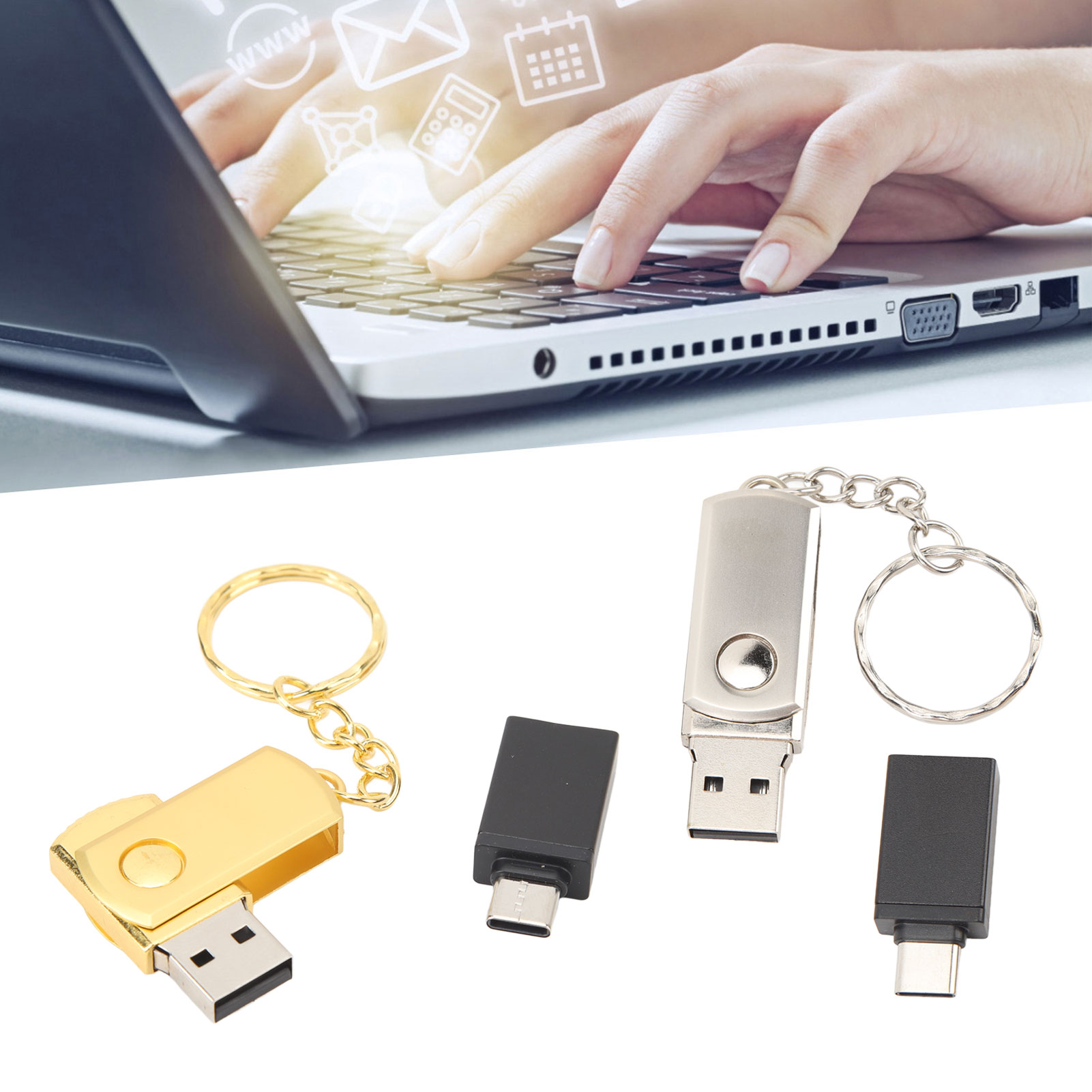 USB Flash Drive Fast Transfer Speed USB 2.0 Drive With USB To Type C Adapter CB - Afbeelding 39 van 48