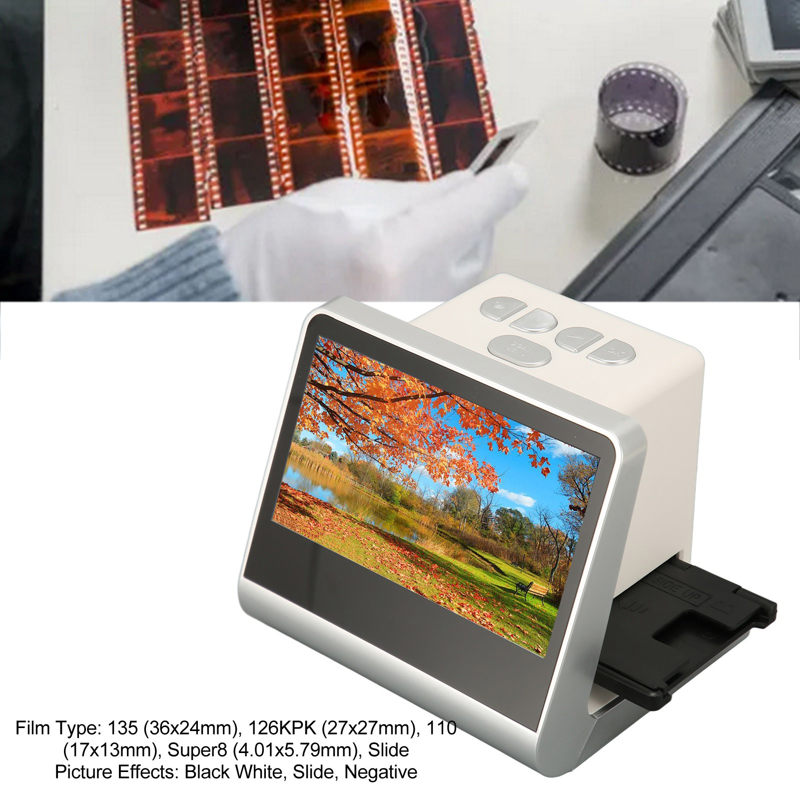 Film Scanner 5 Inch Color HD Screen 14MP 22MP JPEG NTSC PAL USB C Mini HD Kit - Picture 31 of 36