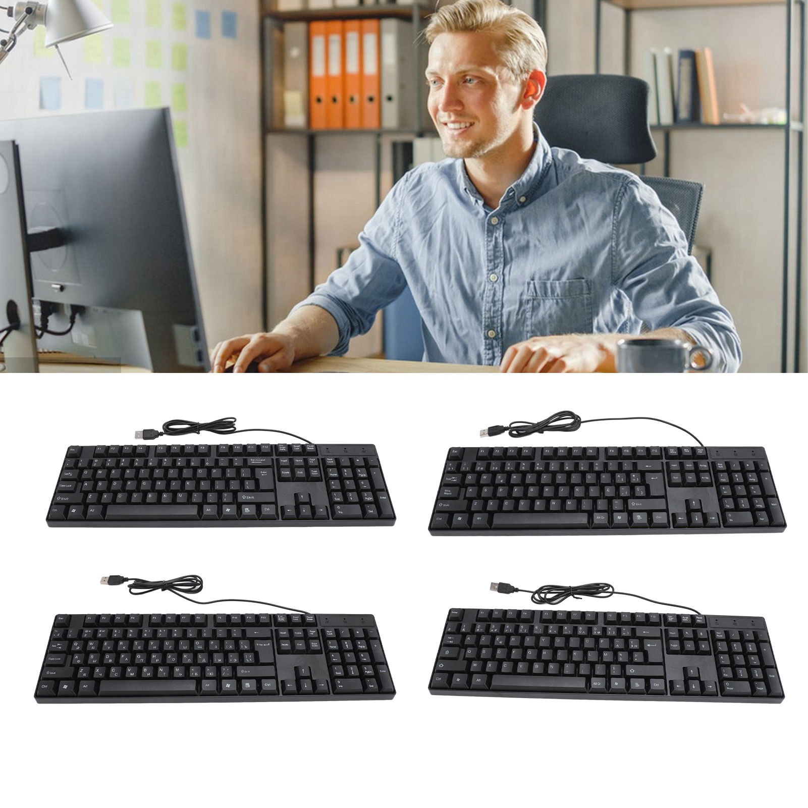 K1800 Minority Language Keyboard 104 Keys 4.2ft Cable Ergonomic Design USB Wired - Picture 14 of 21