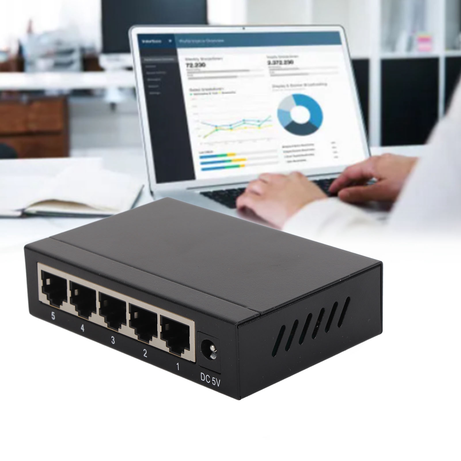 Ethernet Switch 5 Port Gigabit Ethernet Splitter Plug And Play Silent Operati FY - Afbeelding 25 van 31
