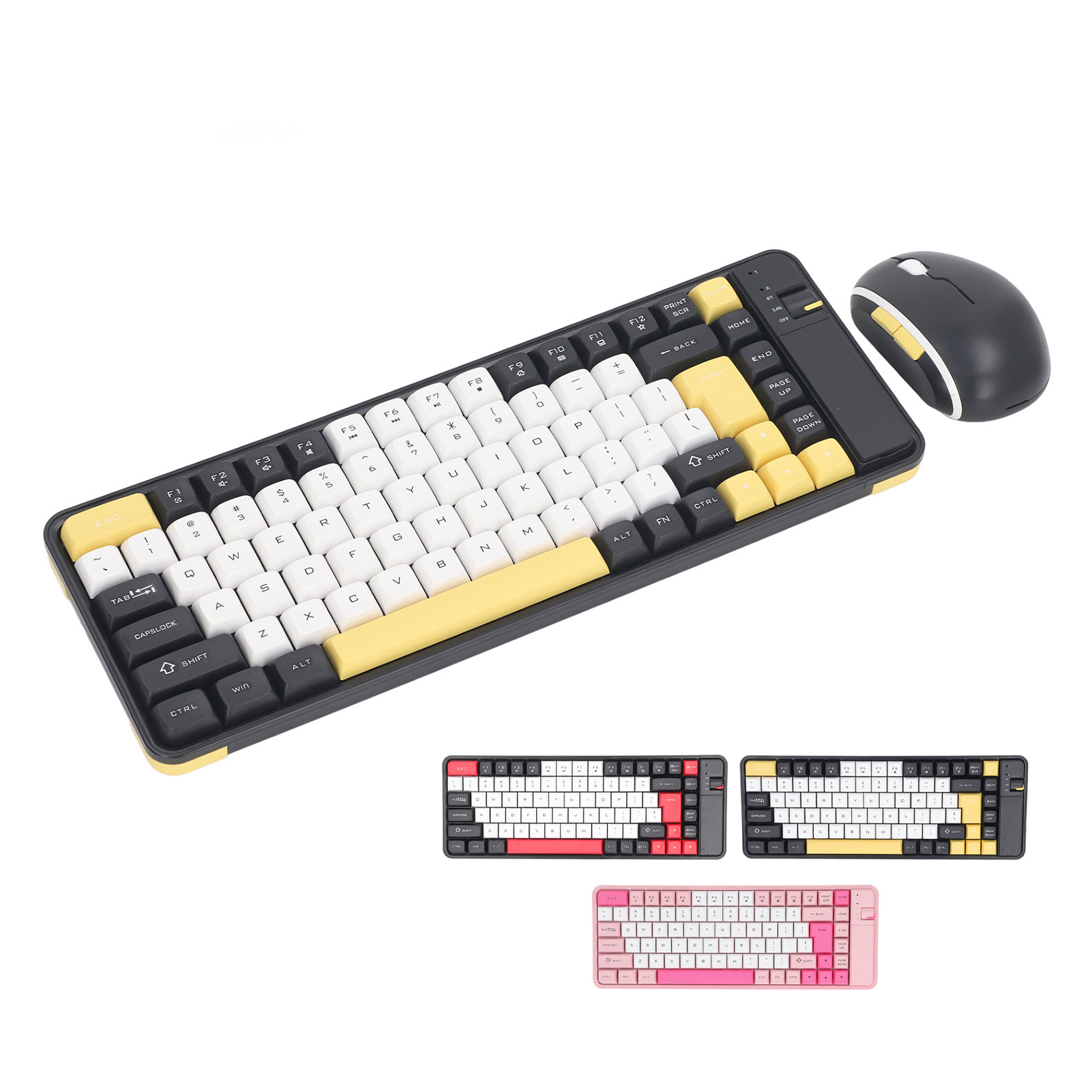 Keyboard And Mouse Combo 84 Keys QWERTY Layout USB Receiver BT Contrast Color FY - Afbeelding 28 van 33