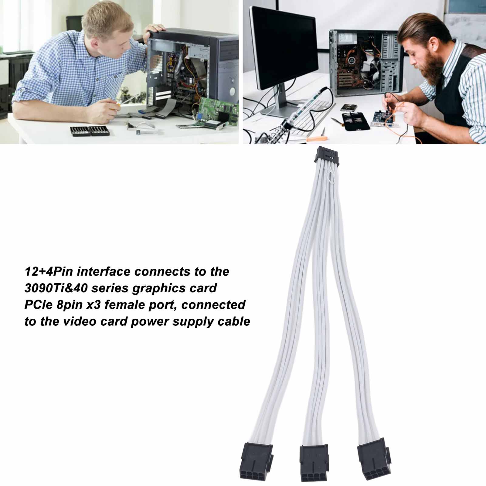 16Pin To 3X 8 Pin Gpu Cable PCIE 5.0 12VHPWR Right Angle 12+4 Pin To 3x8 Pin FY - Afbeelding 24 van 29