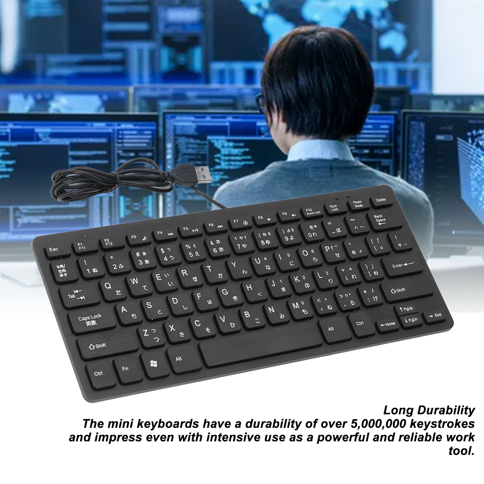 78 Key Ultra Slim Wired Keyboard Ergonomic QWERTY Layout Dual Language USB 2 - Picture 27 of 28