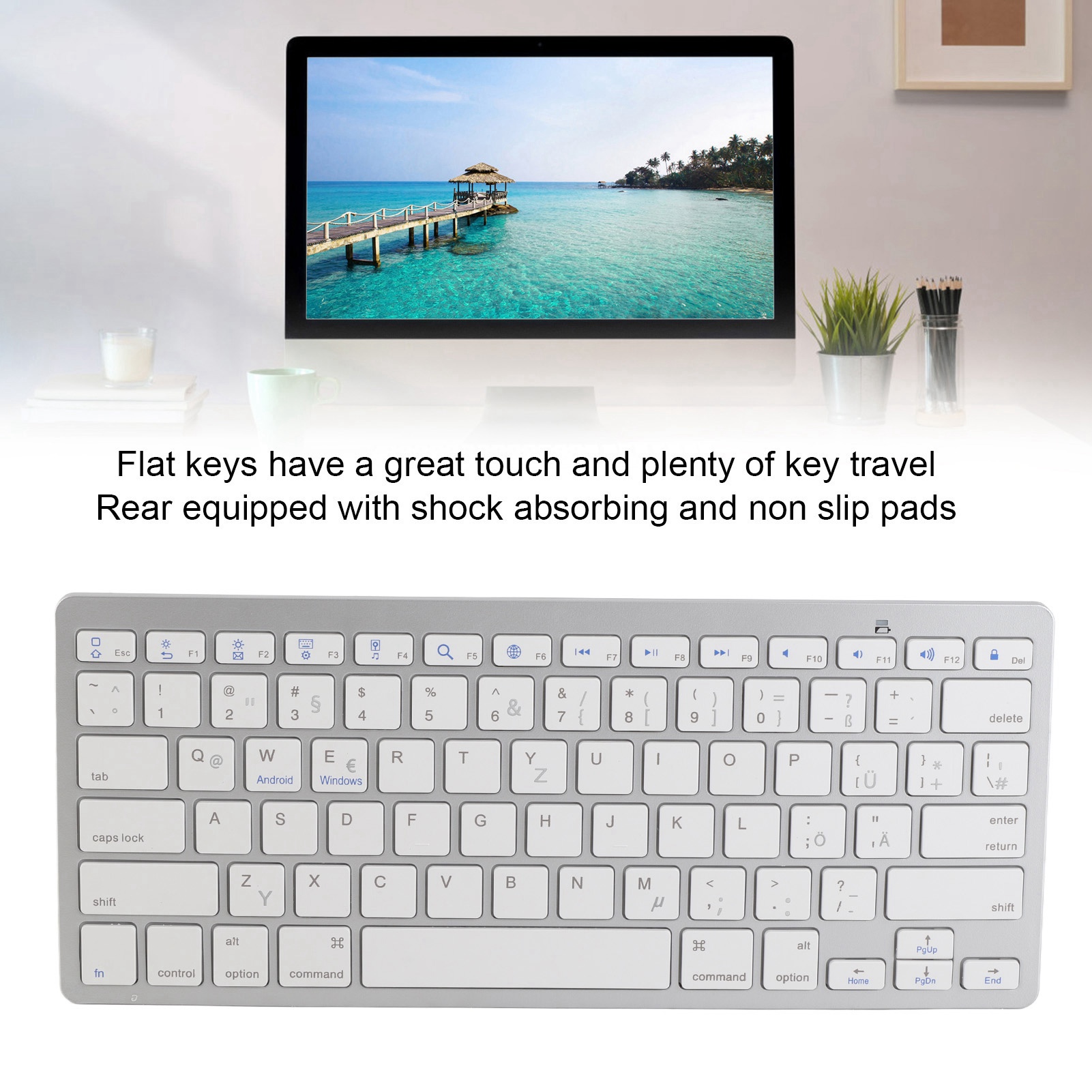 Wireless BT Keyboard Portable Compact Ultra Thin Bilingual Universal For PC L CB - Bild 28 von 36