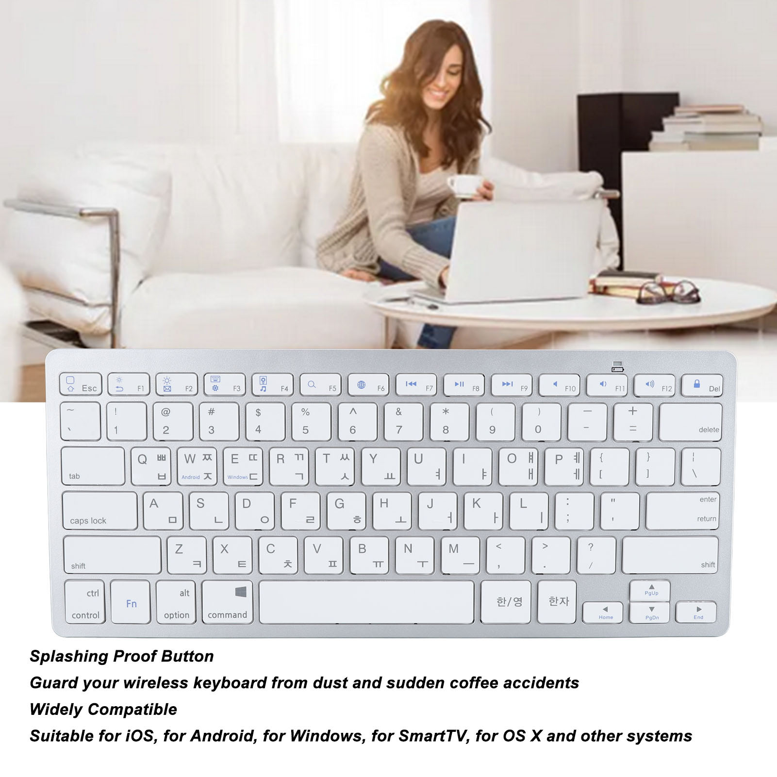 BT Keyboard Bilingual Super Slim Scissor Switch Wireless Keyboard For PC Lap Kit - Picture 26 of 32