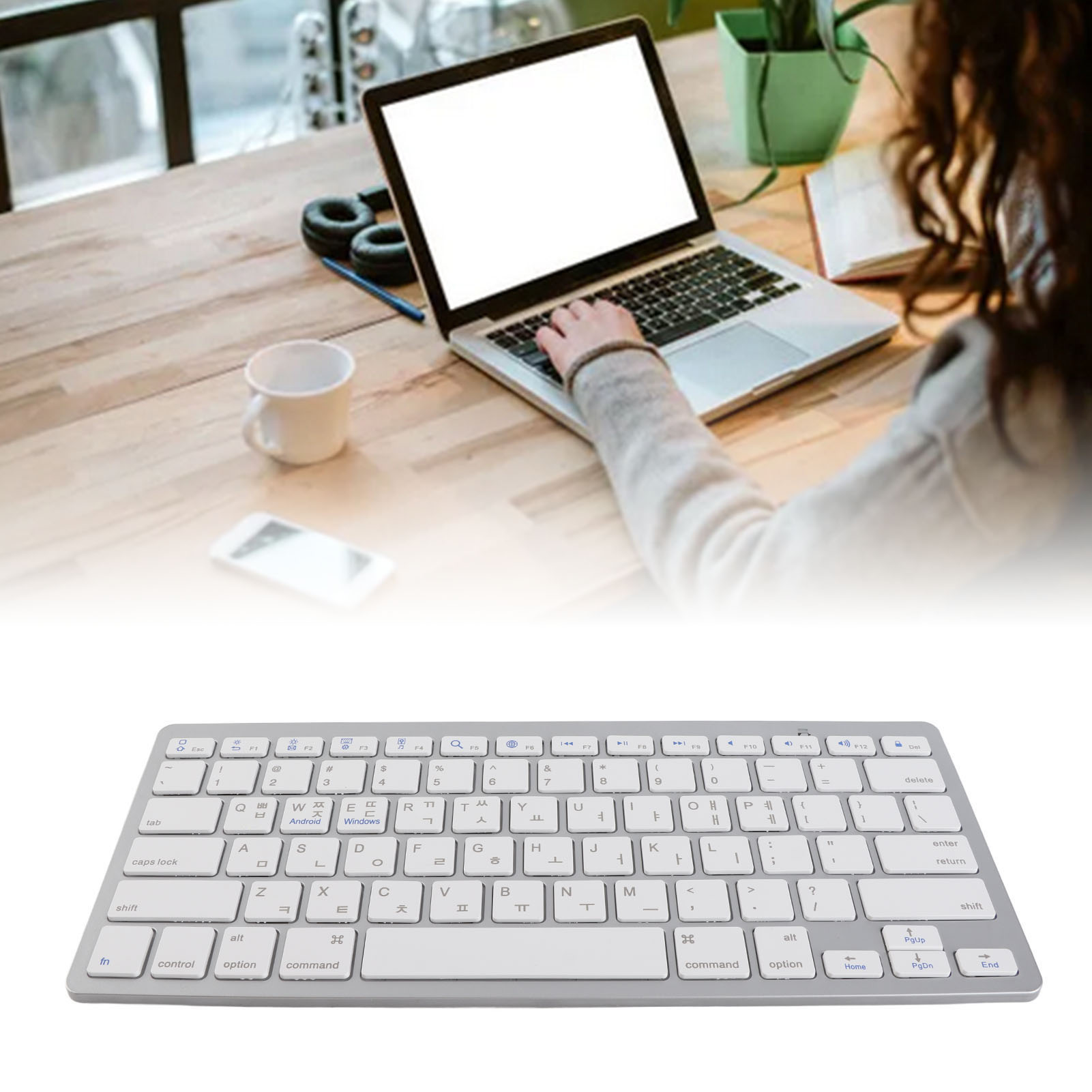 BT Keyboard Bilingual Super Slim Scissor Switch Wireless Keyboard For PC Lapt CB - Bild 26 von 31
