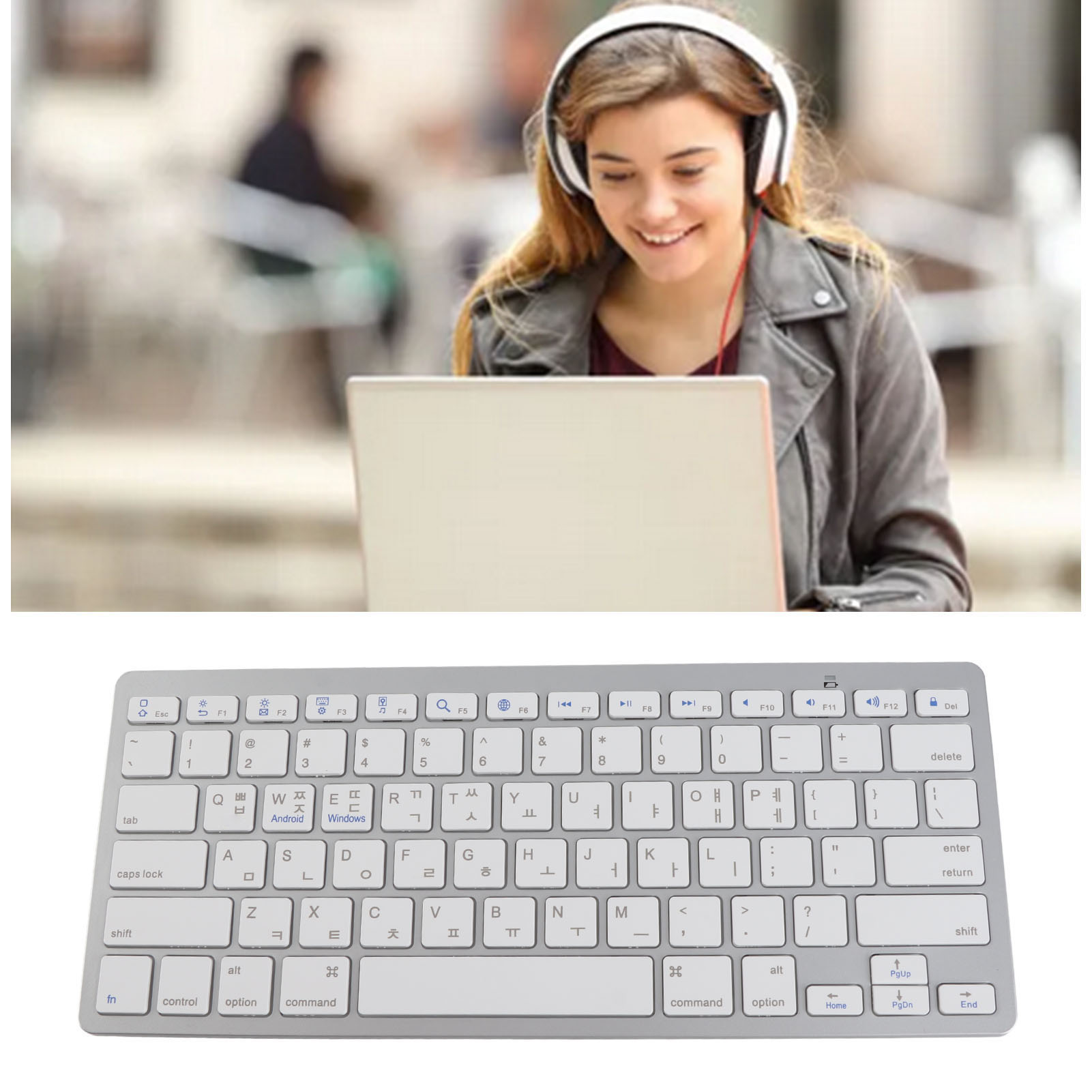 BT Keyboard Bilingual Super Slim Scissor Switch Wireless Keyboard For PC Lapt CB - Bild 30 von 31