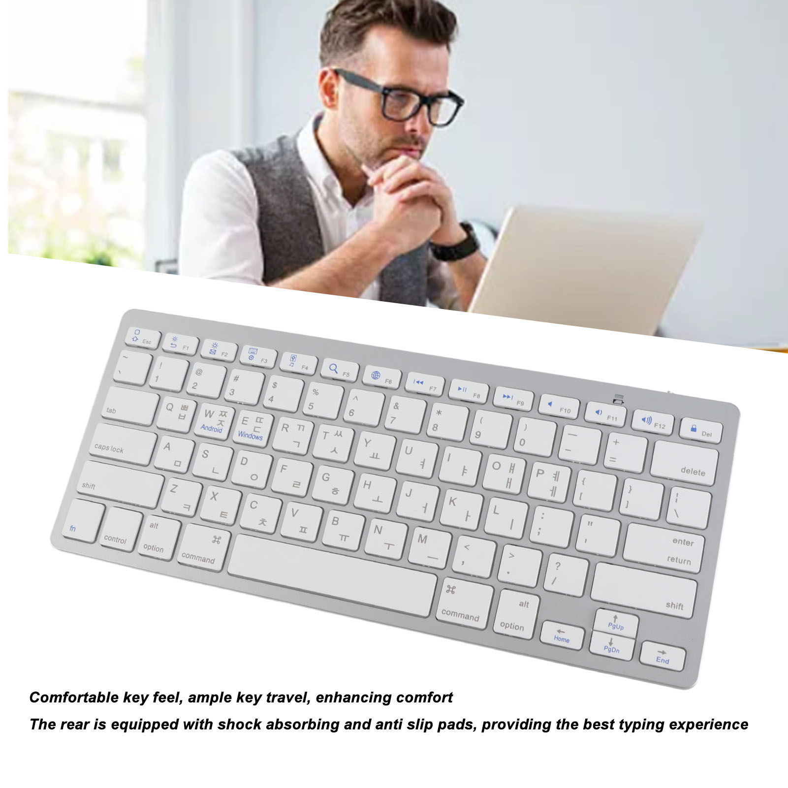 BT Keyboard Bilingual Super Slim Scissor Switch Wireless Keyboard For PC Lapt FY - Bild 31 von 31