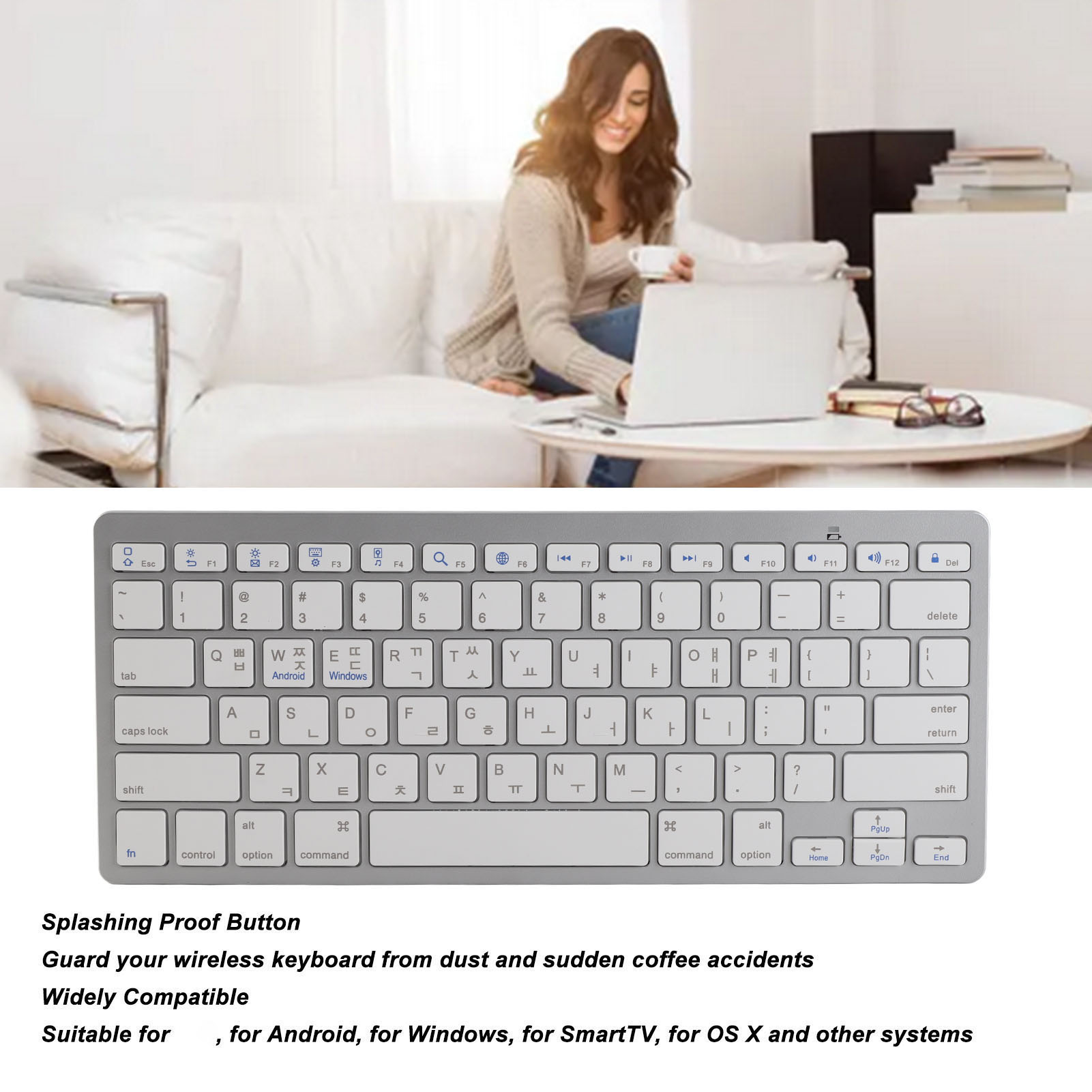 BT Keyboard Bilingual Super Slim Scissor Switch Wireless Keyboard For PC Lapt FY - Bild 27 von 31
