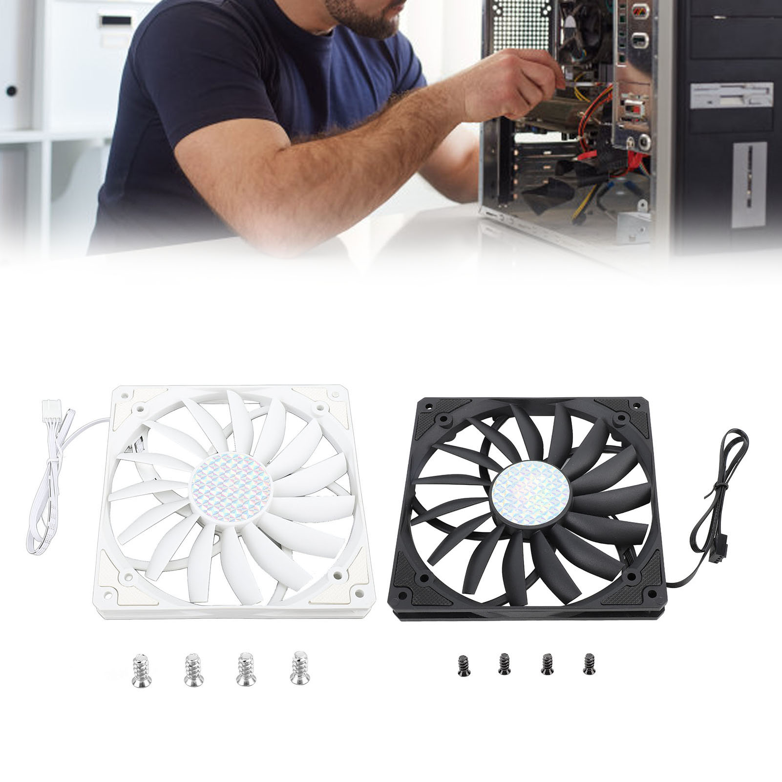 140mm 4 Pin PWM Case Fan Ultra Thin 15mm 1100RPM MFDB Bearing PC Cooling Fan FY - Afbeelding 28 van 28
