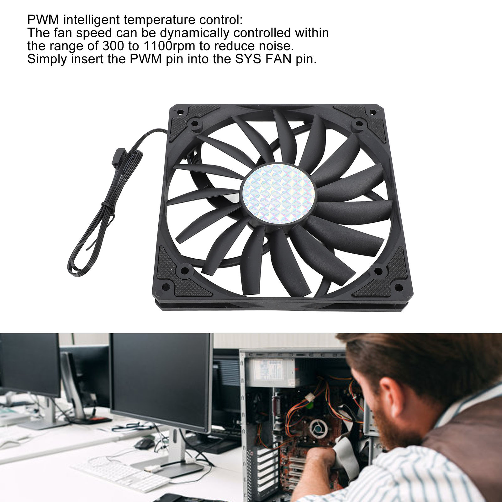 140mm 4 Pin PWM Case Fan Ultra Thin 15mm 1100RPM MFDB Bearing PC Cooling Fan FY - Afbeelding 26 van 28