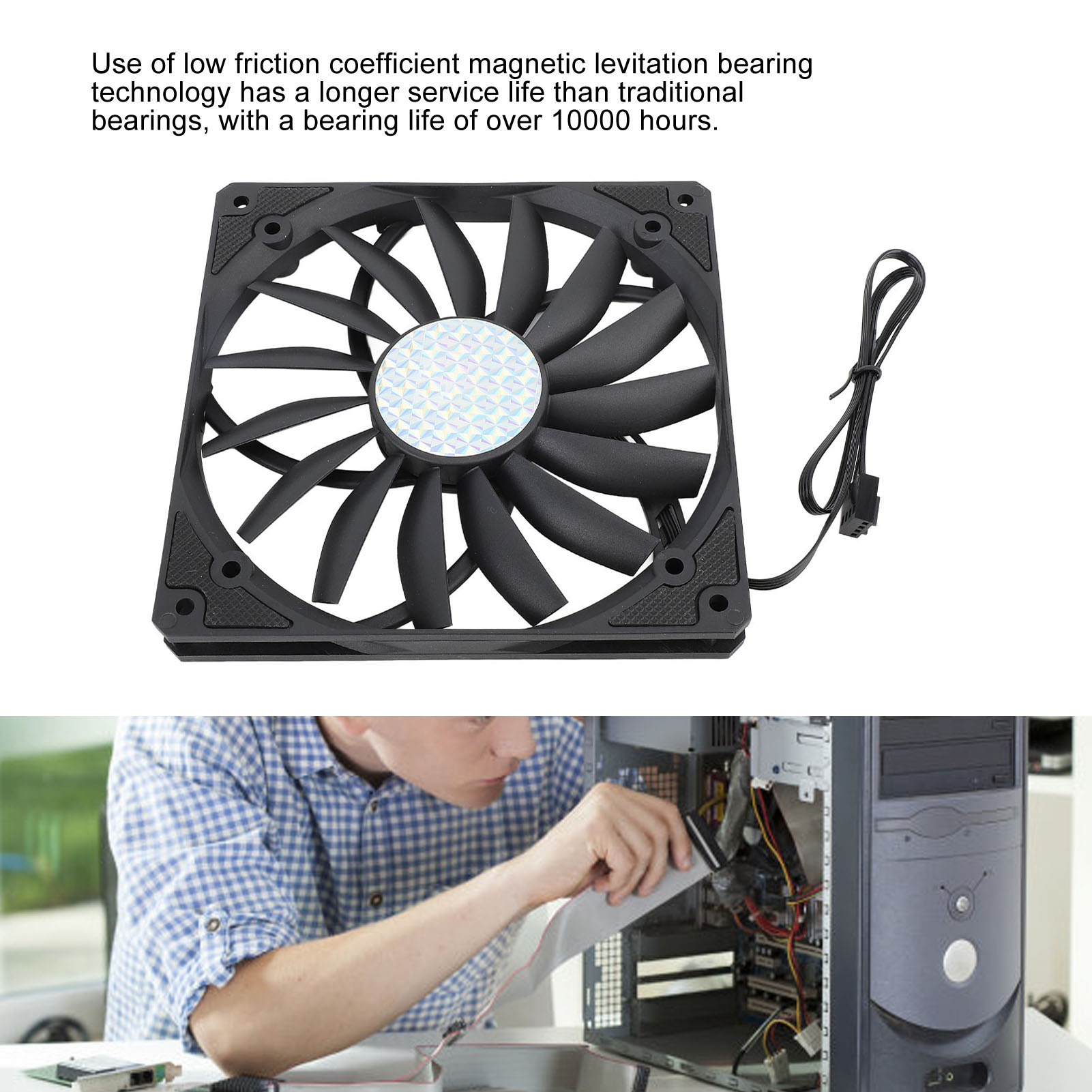 140mm 4 Pin PWM Case Fan Ultra Thin 15mm 1100RPM MFDB Bearing PC Cooling Fan FY - Afbeelding 25 van 28