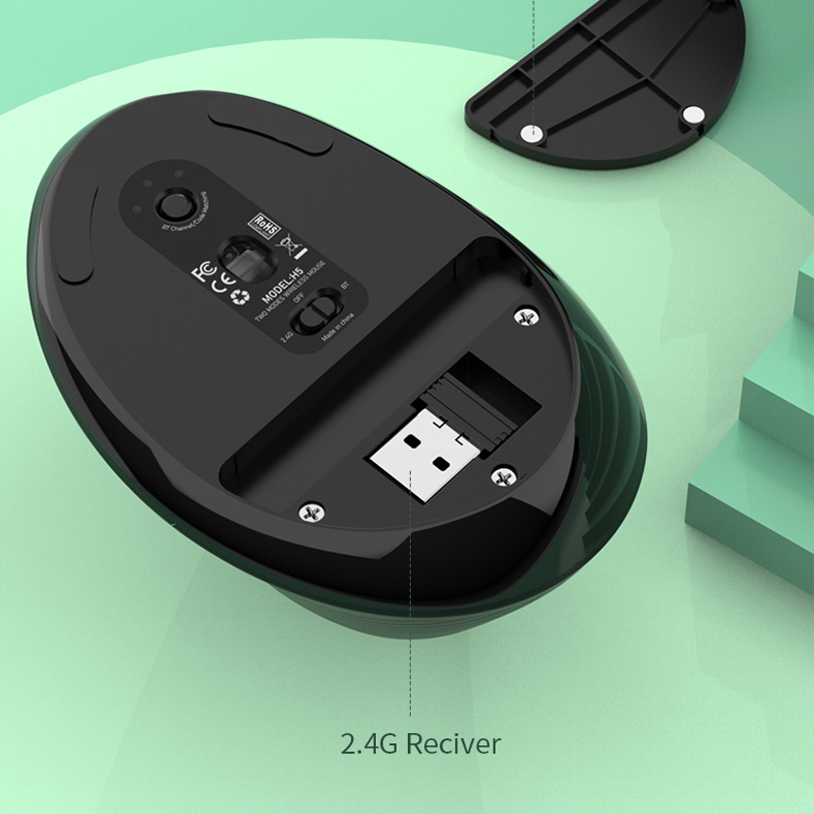 BT Wireless Mouse 4000DPI Ergonomic Design Reduce Muscle Strain Vertical Cord FY - Bild 27 von 30