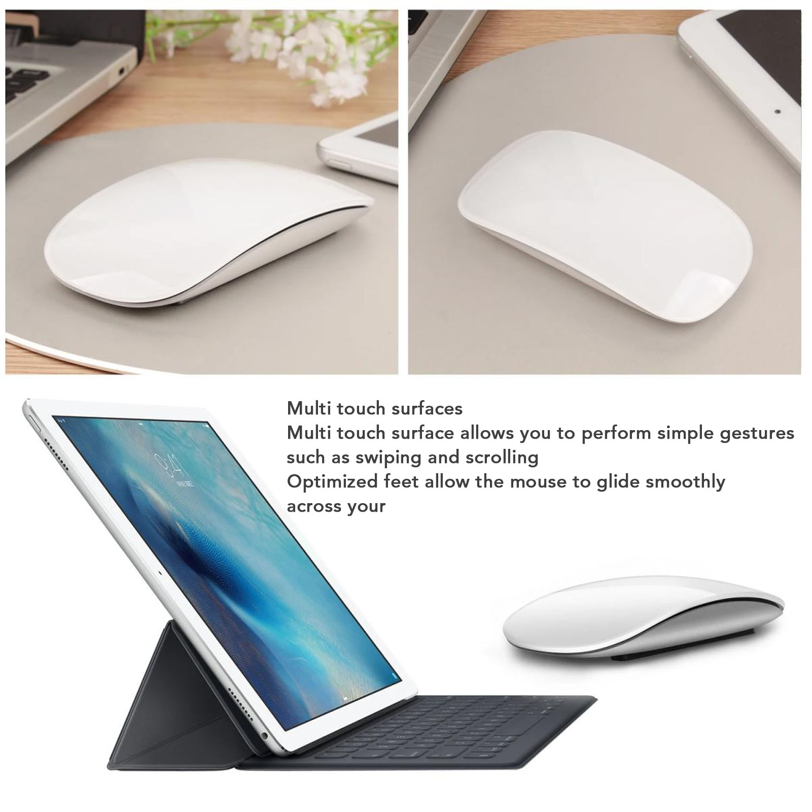 Wireless BT Mouse Ergonomic Curved Optical Touch USB C Rechargeable Slim Sil New - Picture 18 of 18