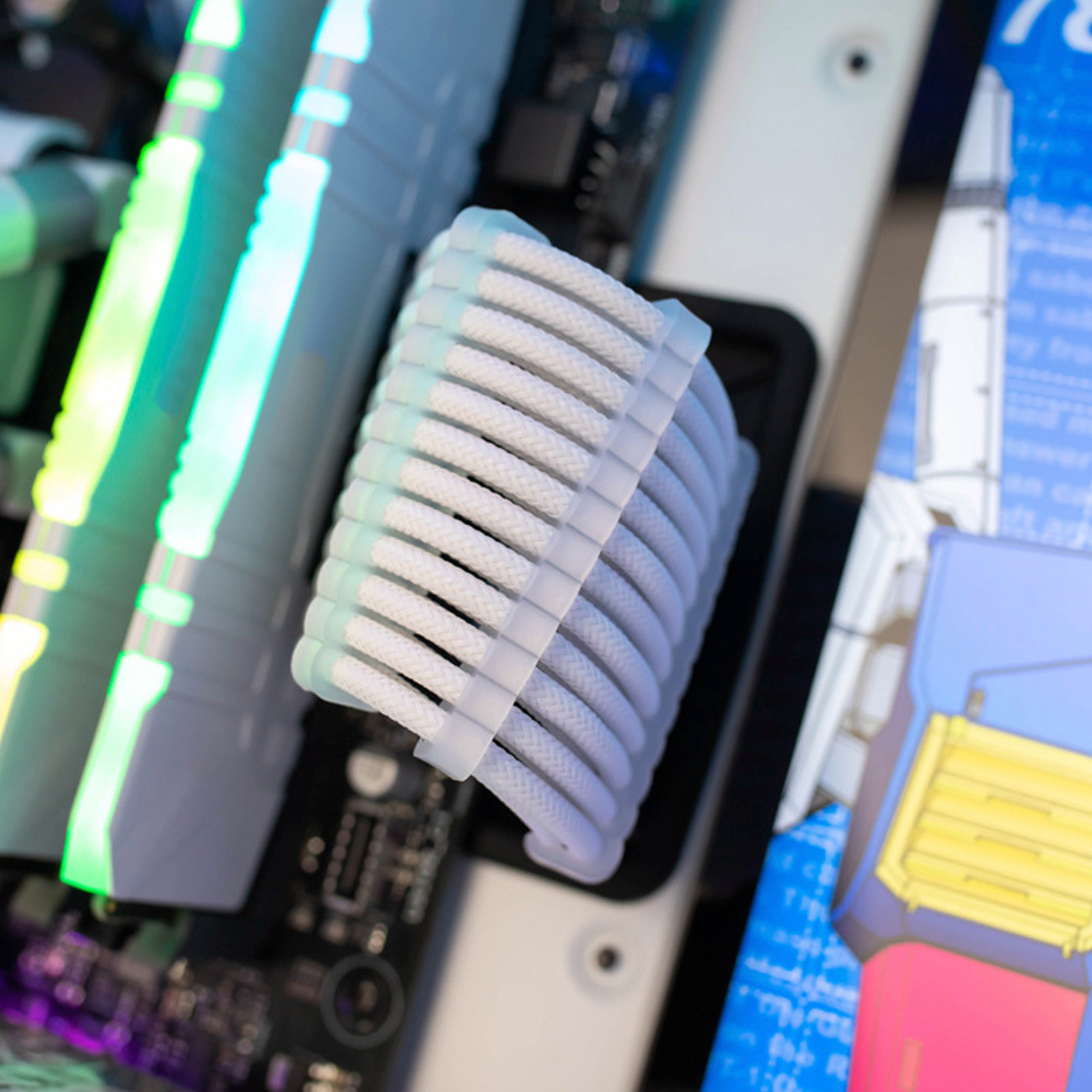 4x 18AWG PSU Cable Extension Power Cords 30cm Nylon Sleeved 24 Pin ATX 4+4Pin FY - Afbeelding 26 van 30