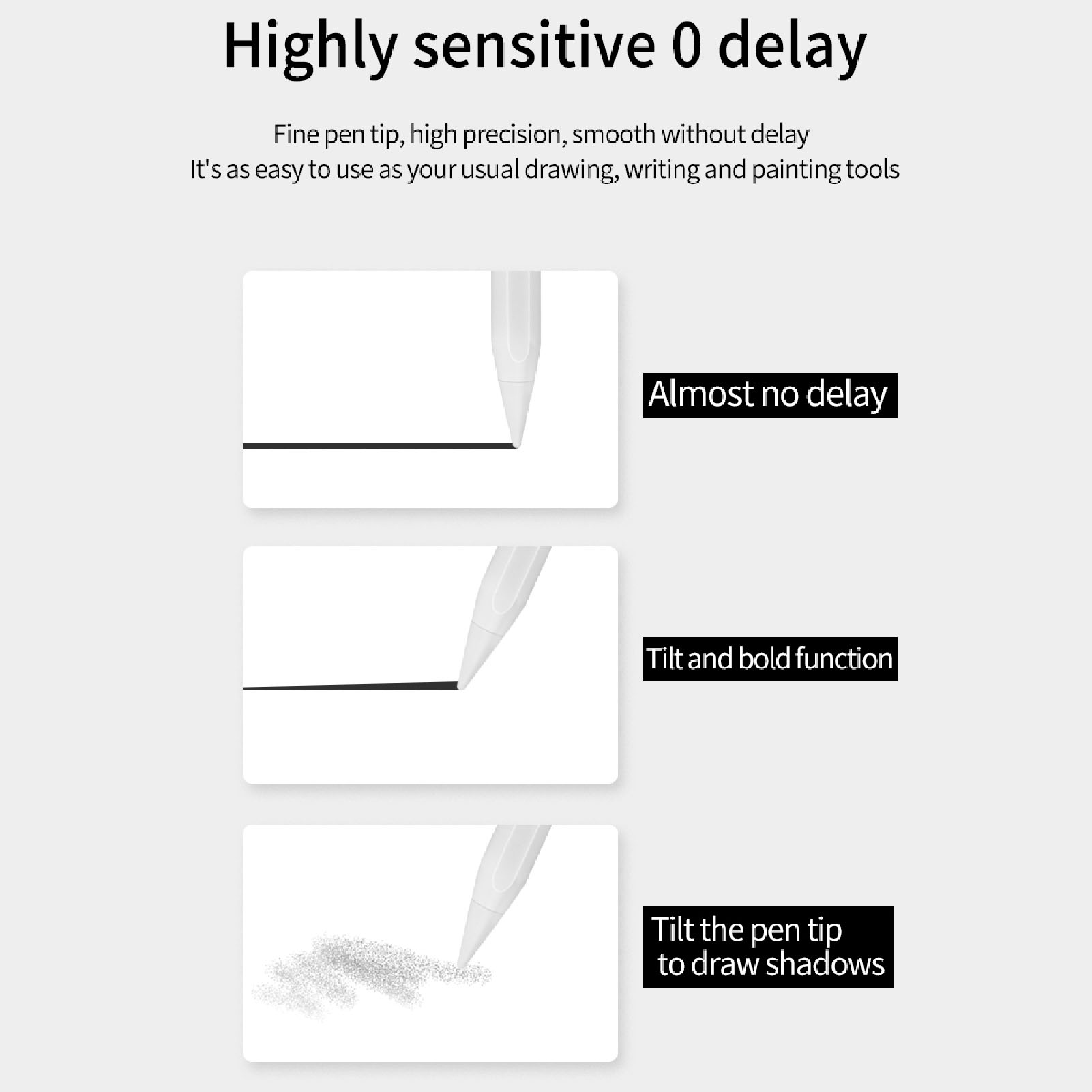 Stylus Pen Palm Rejection Tilt Sensitivity Tablet Pen 3 Lights Battery Le-vel DB - Zdjęcie 15 z 18