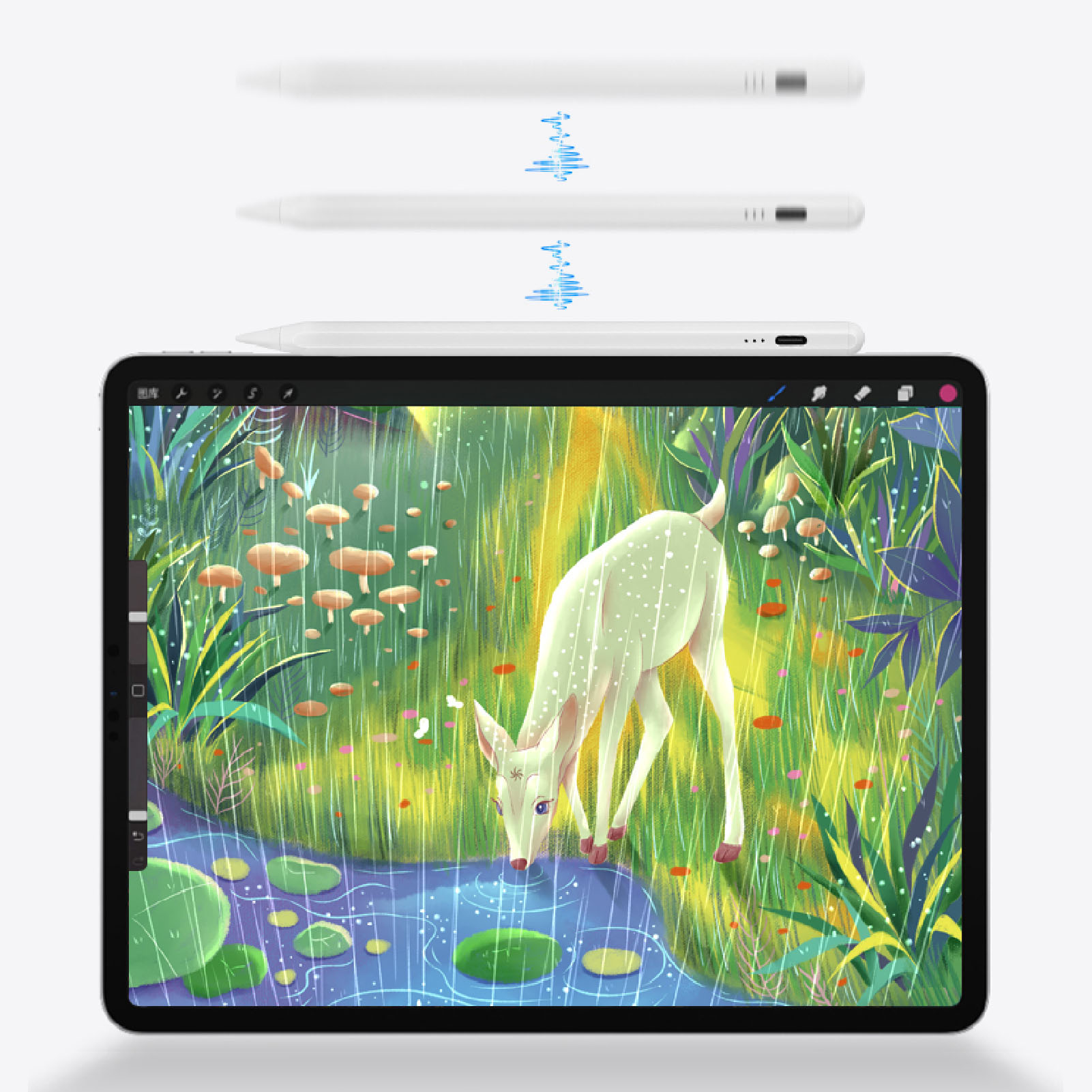 Stylus Pen Palm Rejection Tilt Sensitivity Tablet Pen 3 Lights Battery Le-vel CB - Afbeelding 27 van 30