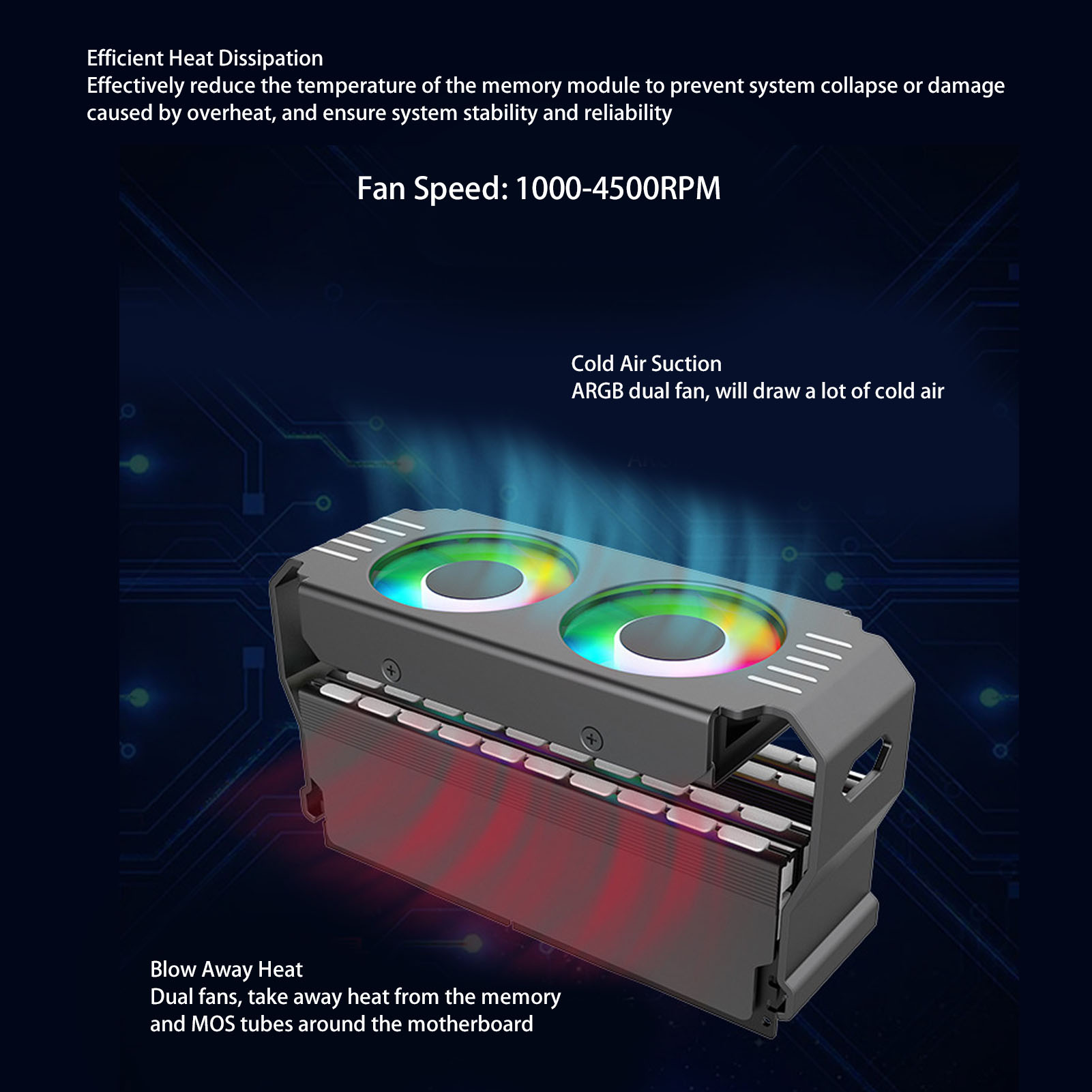 ARGB RAM Radiator Computer Memory Module Heat Sink PWM Temperature Control Du FY - Afbeelding 25 van 30