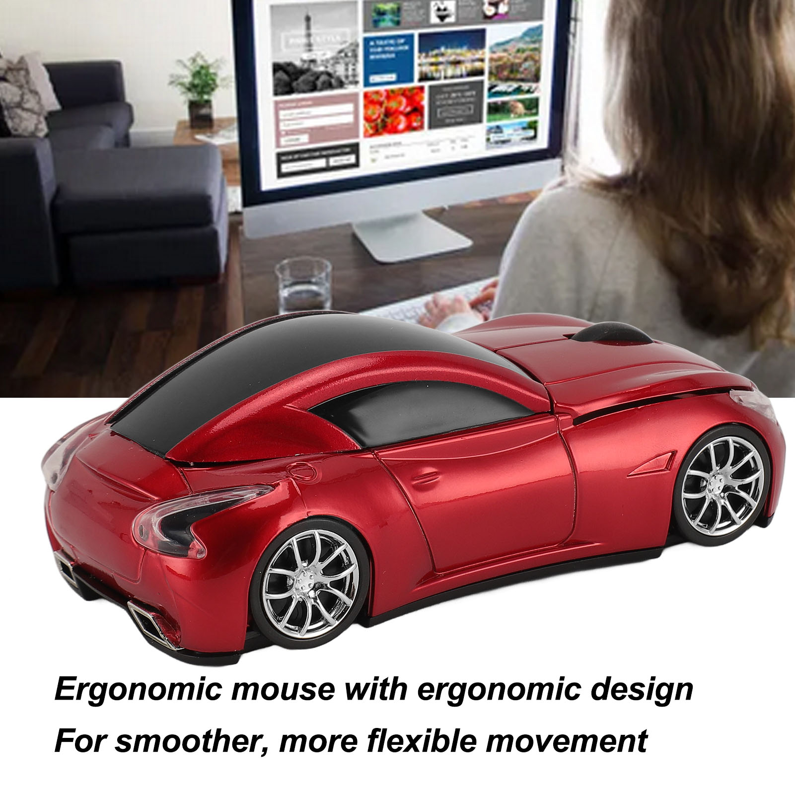 Sport Car Shape Wireless Mouse 1600 DPI Optical Sensor Mice 2.4 GHz USB Recei FY - Bild 32 von 37