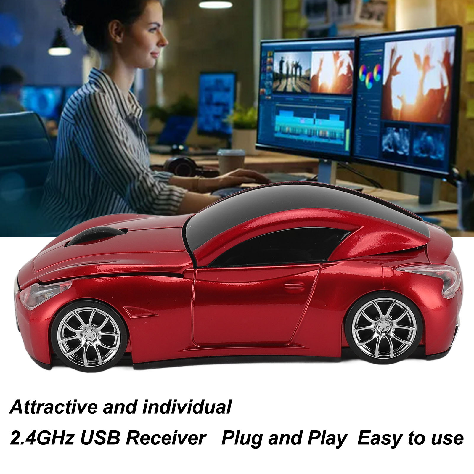 Sport Car Shape Wireless Mouse 1600 DPI Optical Sensor Mice 2.4 GHz USB Recei FY - Bild 23 von 37